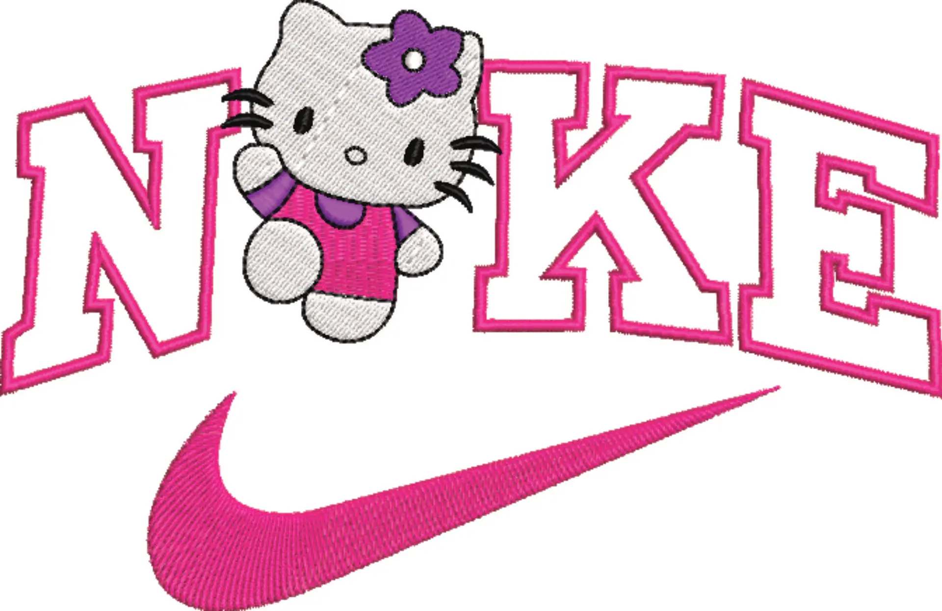 Nike Swoosh Hello Kitty - embroidery design file - instant download — view 4