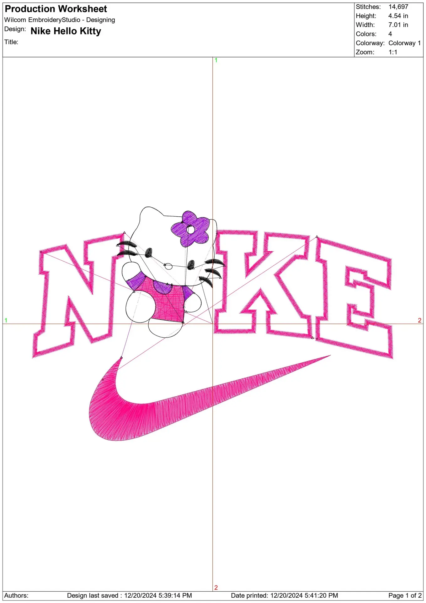 Nike Swoosh Hello Kitty - embroidery design file - instant download — view 2