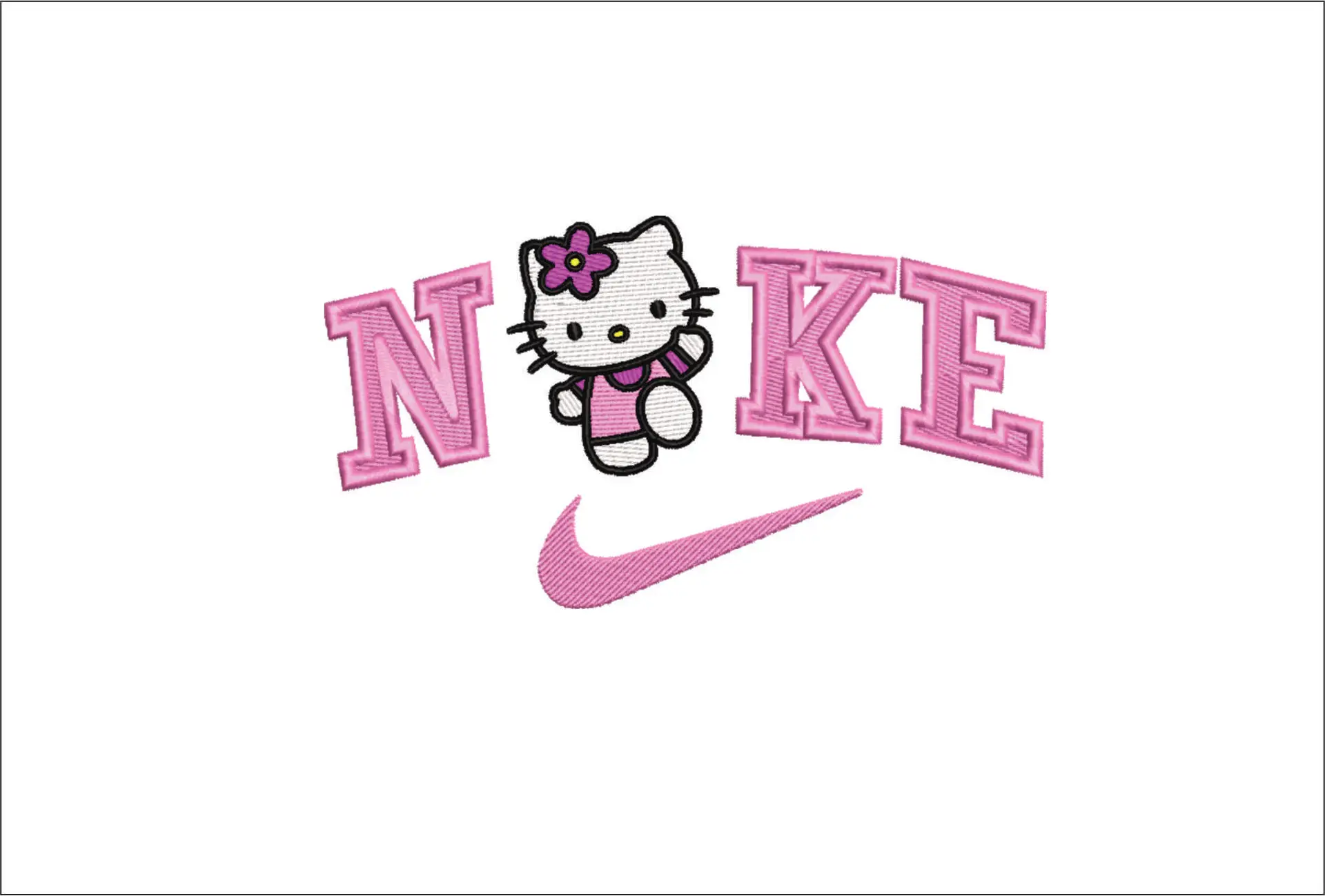Nike Swoosh Hello Kitty Skip- embroidery design file - instant download