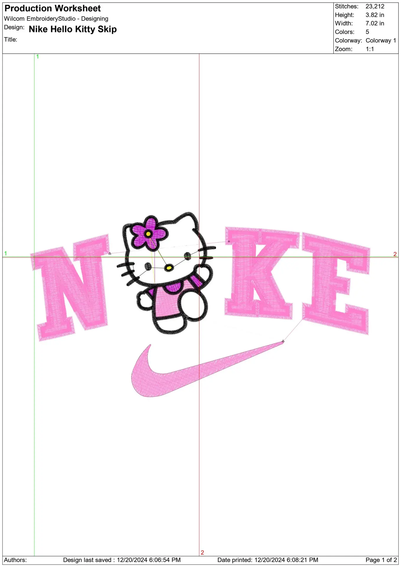 Nike Swoosh Hello Kitty Skip- embroidery design file - instant download — view 2