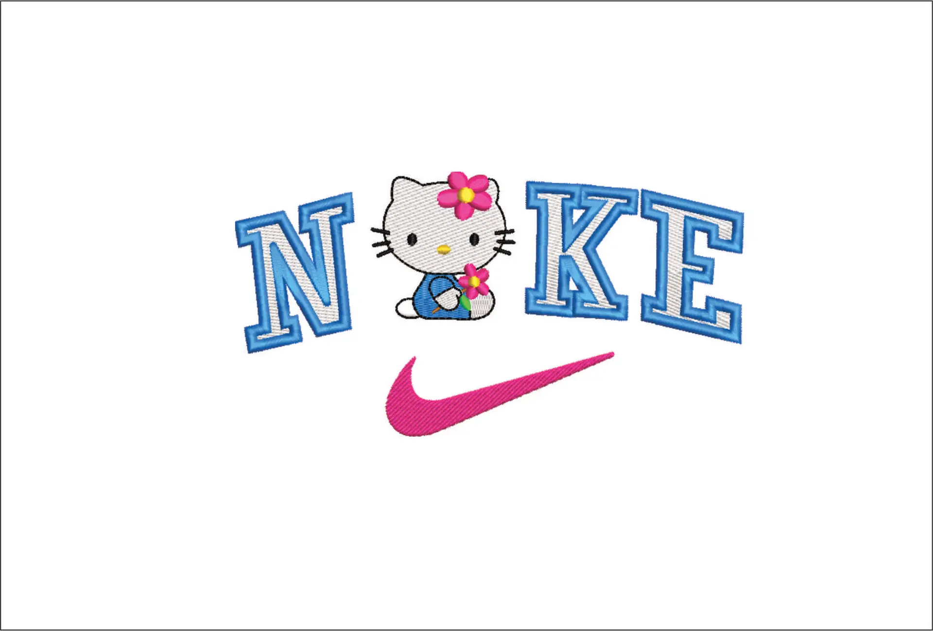 Nike Swoosh Hello Kitty PJ's - embroidery design file - instant download