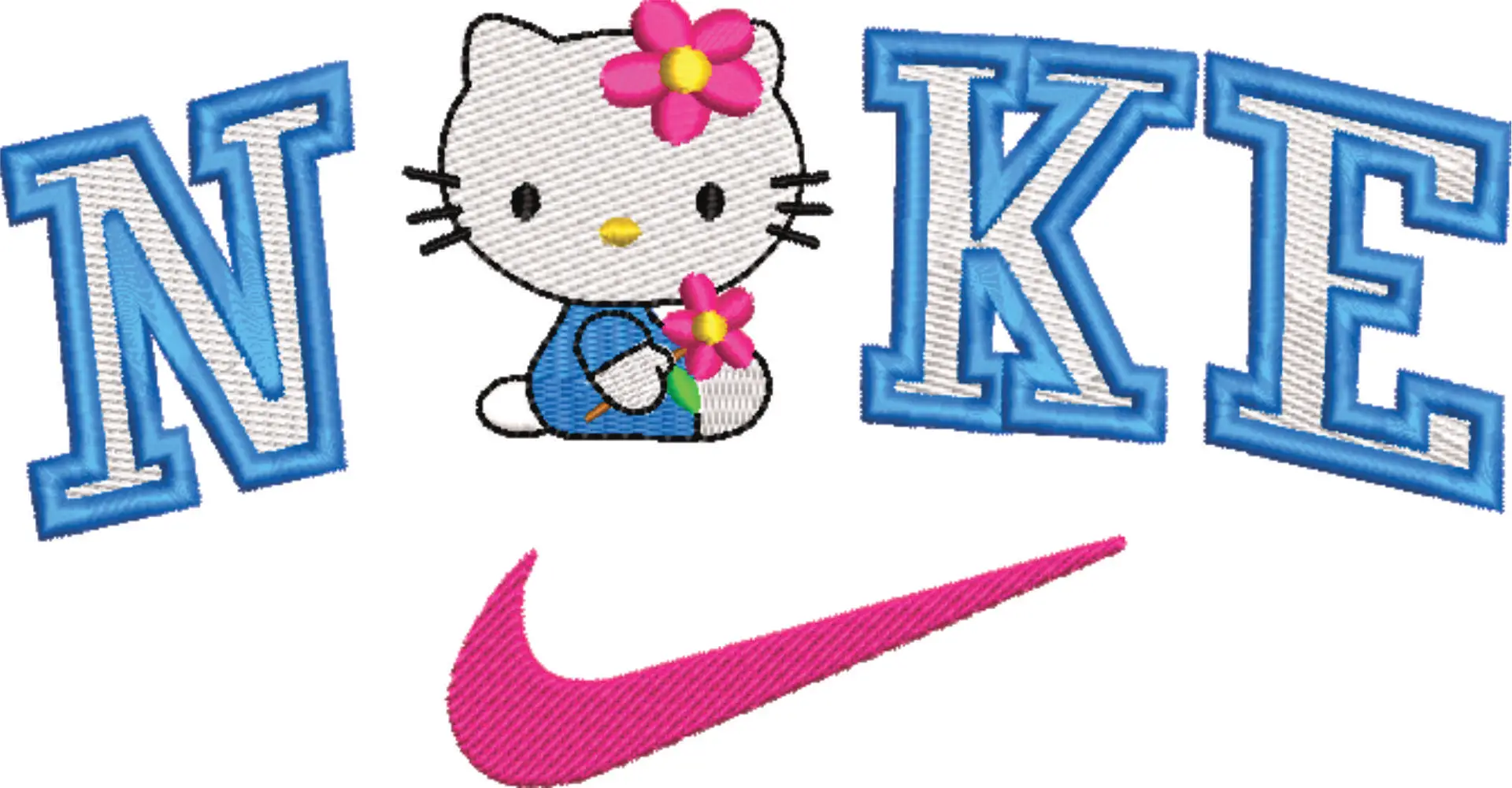 Nike Swoosh Hello Kitty PJ's - embroidery design file - instant download — view 4
