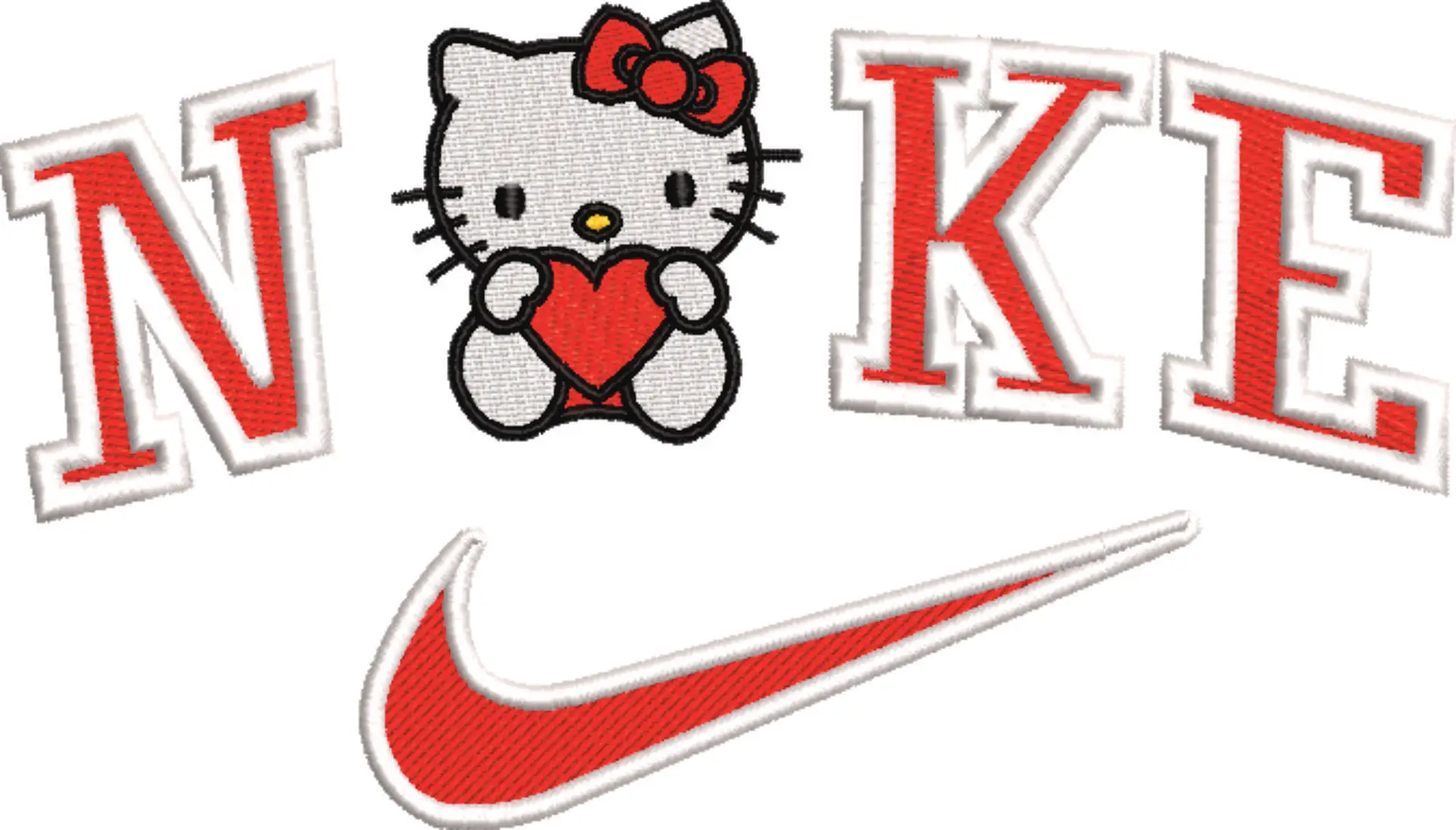Nike Swoosh Hello Kitty Love Heart - embroidery design file - instant download — view 4