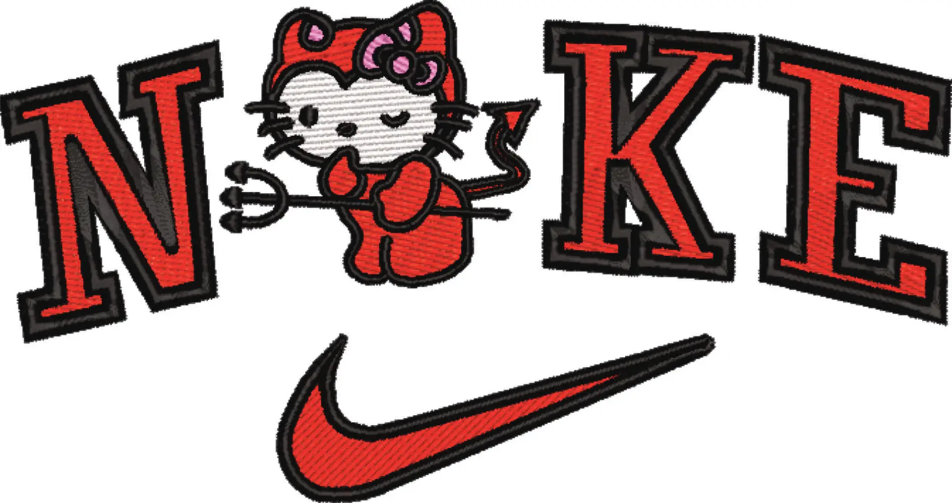 Nike Swoosh Hello Kitty Little Devil - embroidery design file - instant download — view 4