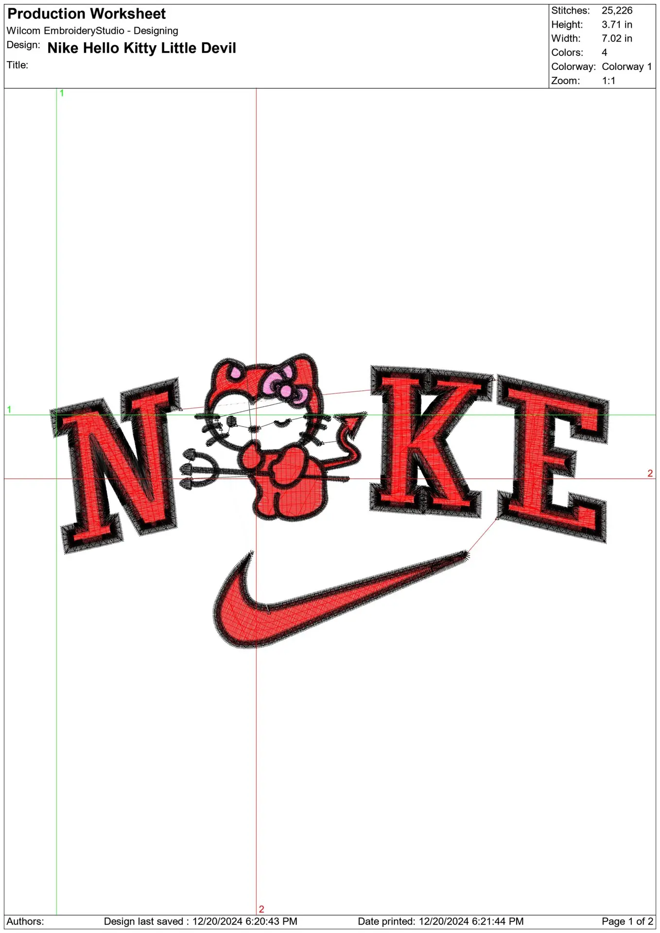 Nike Swoosh Hello Kitty Little Devil - embroidery design file - instant download — view 2