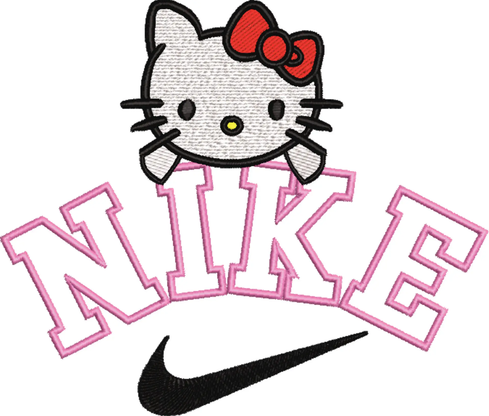 Nike Swoosh Hello Kitty Head - embroidery design file - instant download — view 4