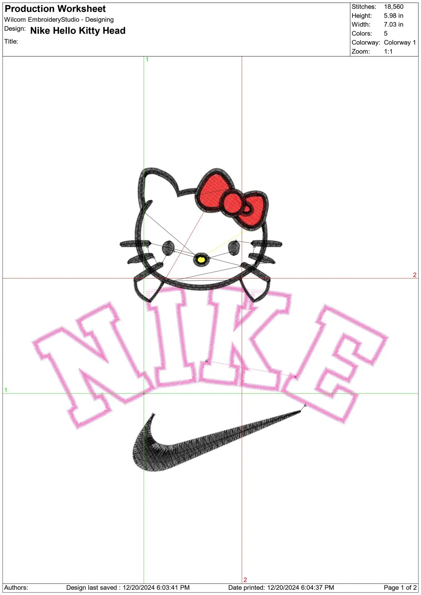Nike Swoosh Hello Kitty Head - embroidery design file - instant download — view 2