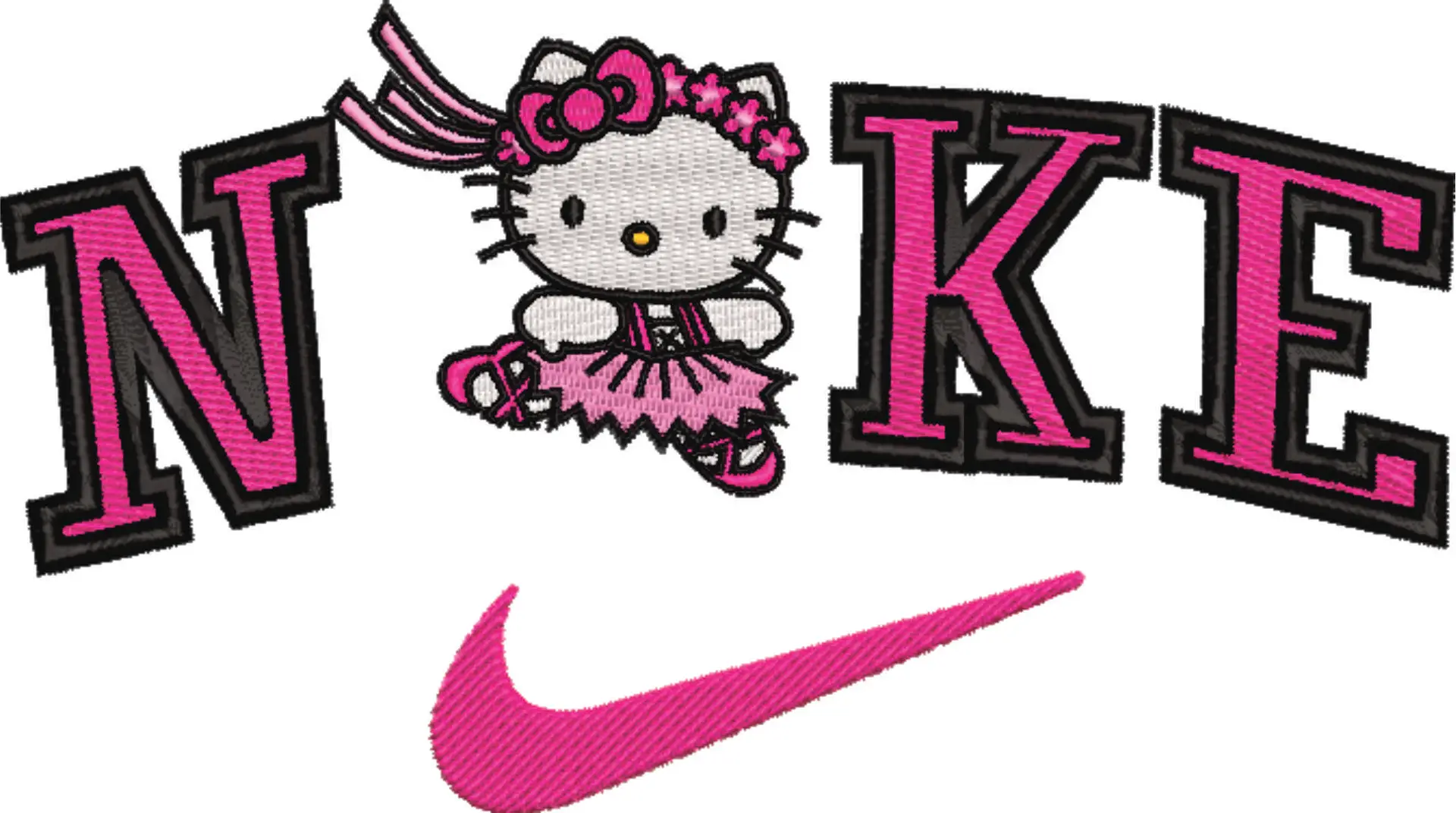 Nike Swoosh Hello Kitty Ballerina - embroidery design file - instant download — view 4