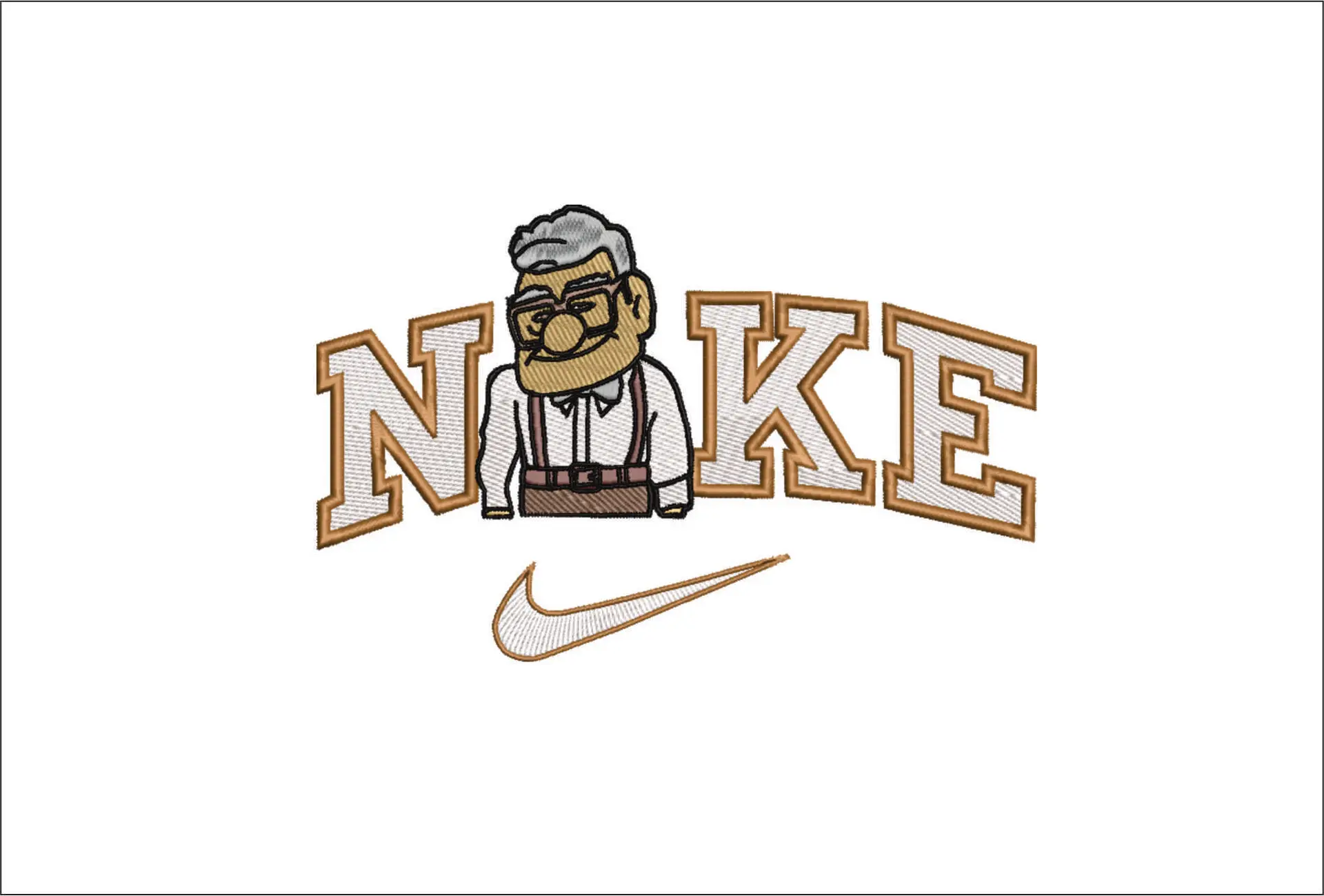 Nike Swoosh Up Grandad Carl - Disney Cartoon embroidery design file - instant download