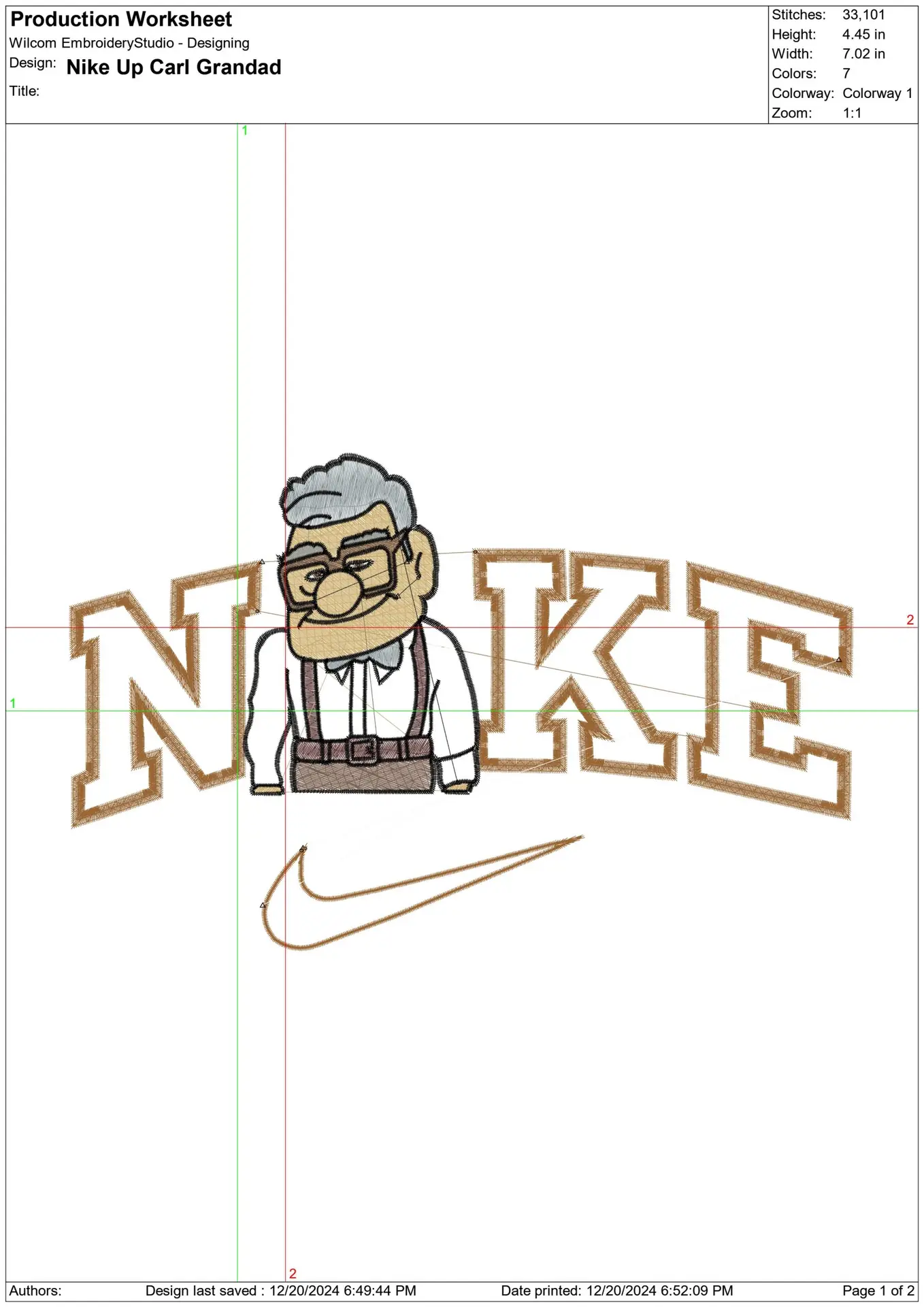 Nike Swoosh Up Grandad Carl - Disney Cartoon embroidery design file - instant download — view 2