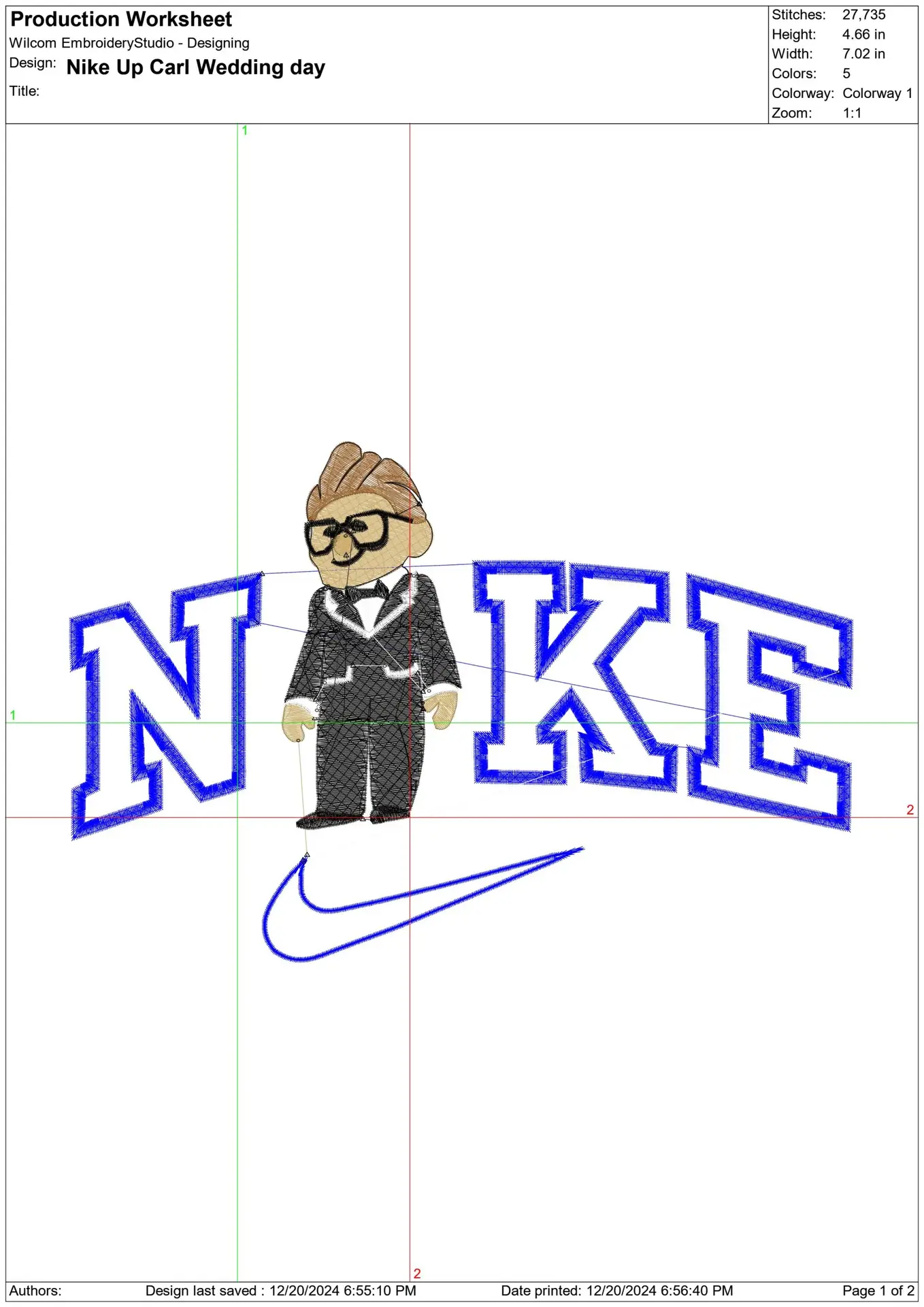 Nike Swoosh Up Grandad Carl Wedding - Disney Cartoon embroidery design file - instant download — view 2