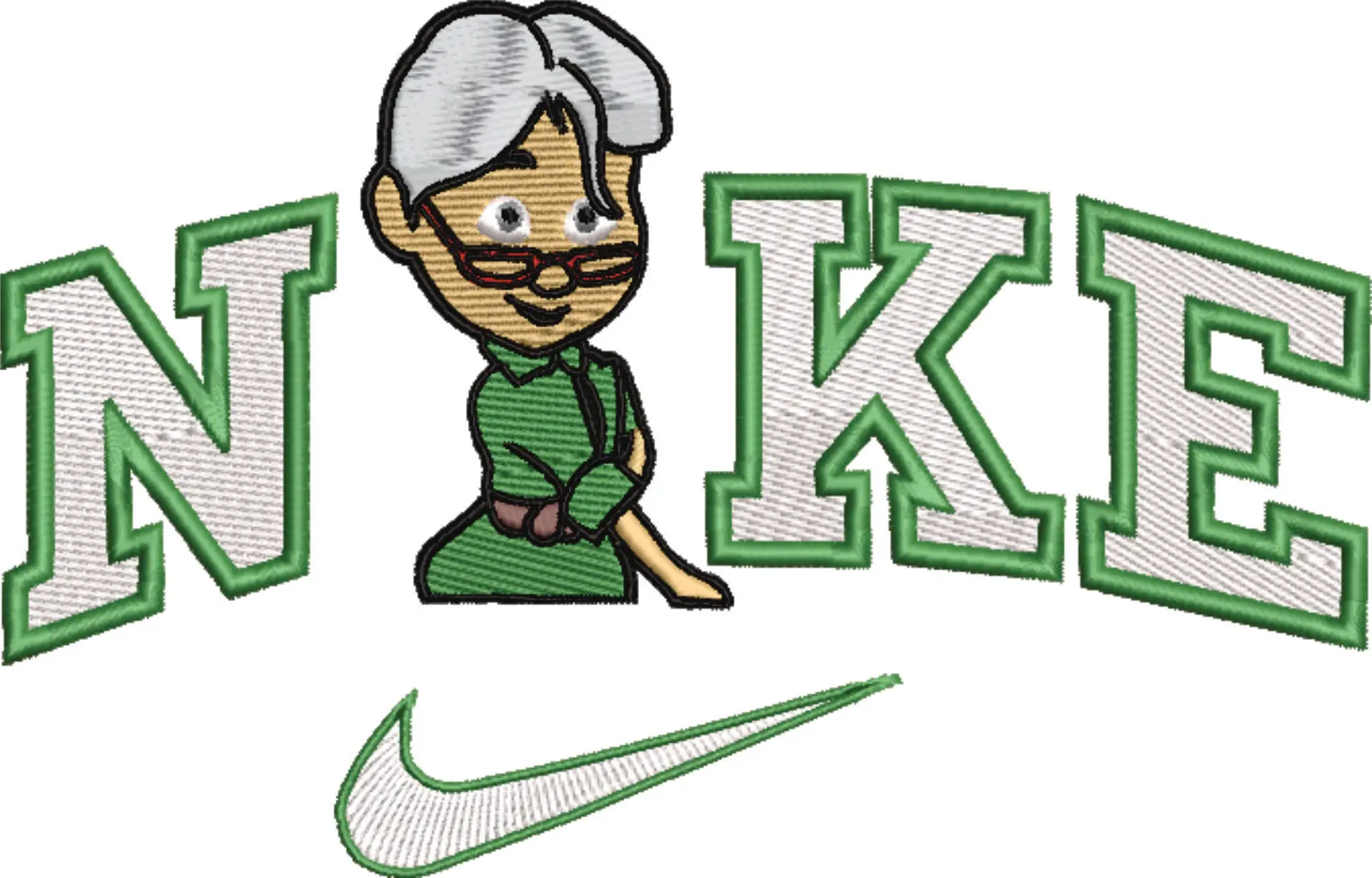 Nike Swoosh Up Grandma Ellie - Disney Cartoon embroidery design file - instant download — view 4