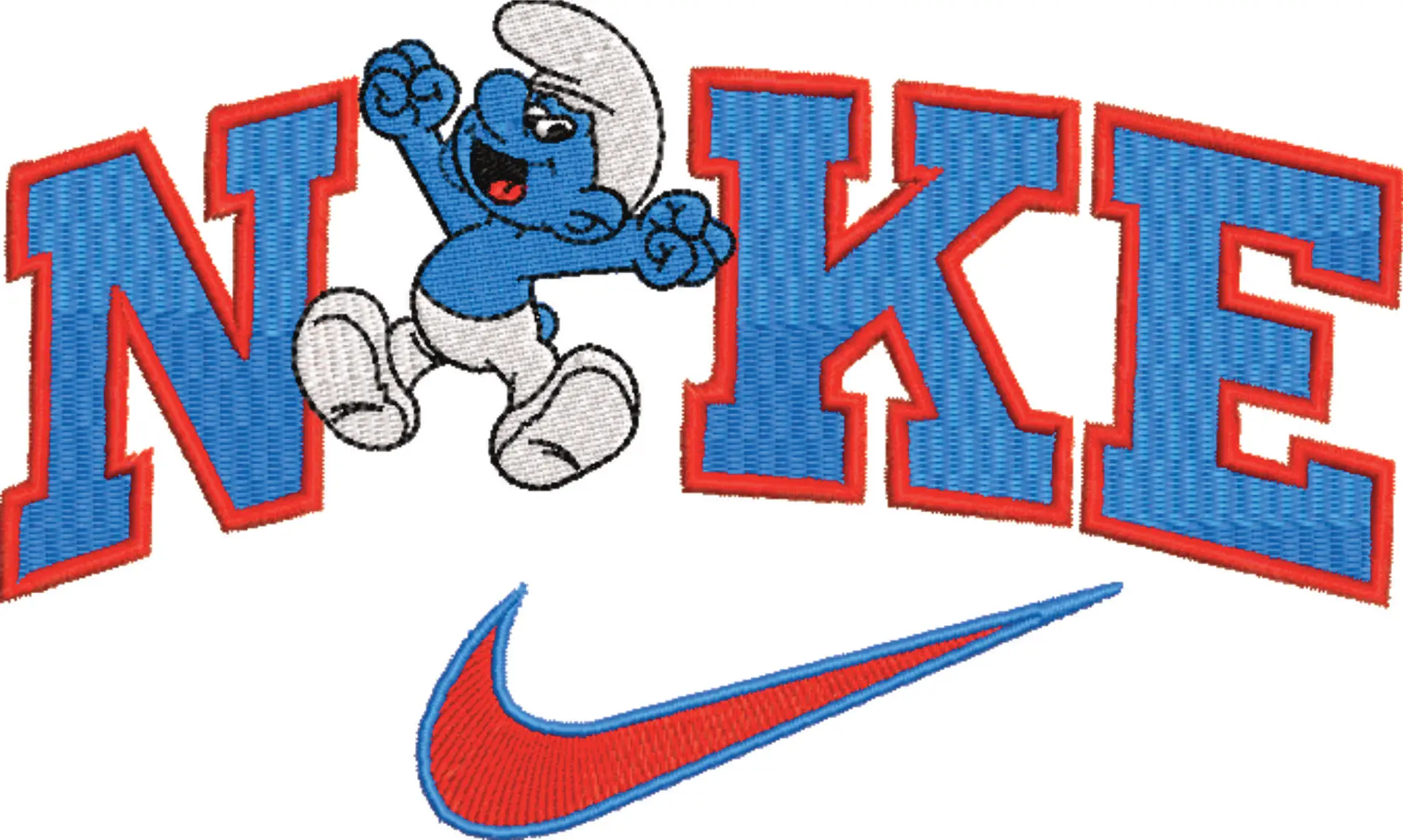 Nike Swoosh Smurf Jumping - Cartoon embroidery design file - instant download — view 4