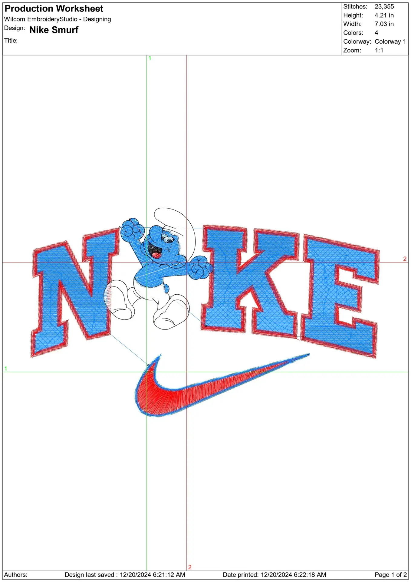 Nike Swoosh Smurf Jumping - Cartoon embroidery design file - instant download — view 2