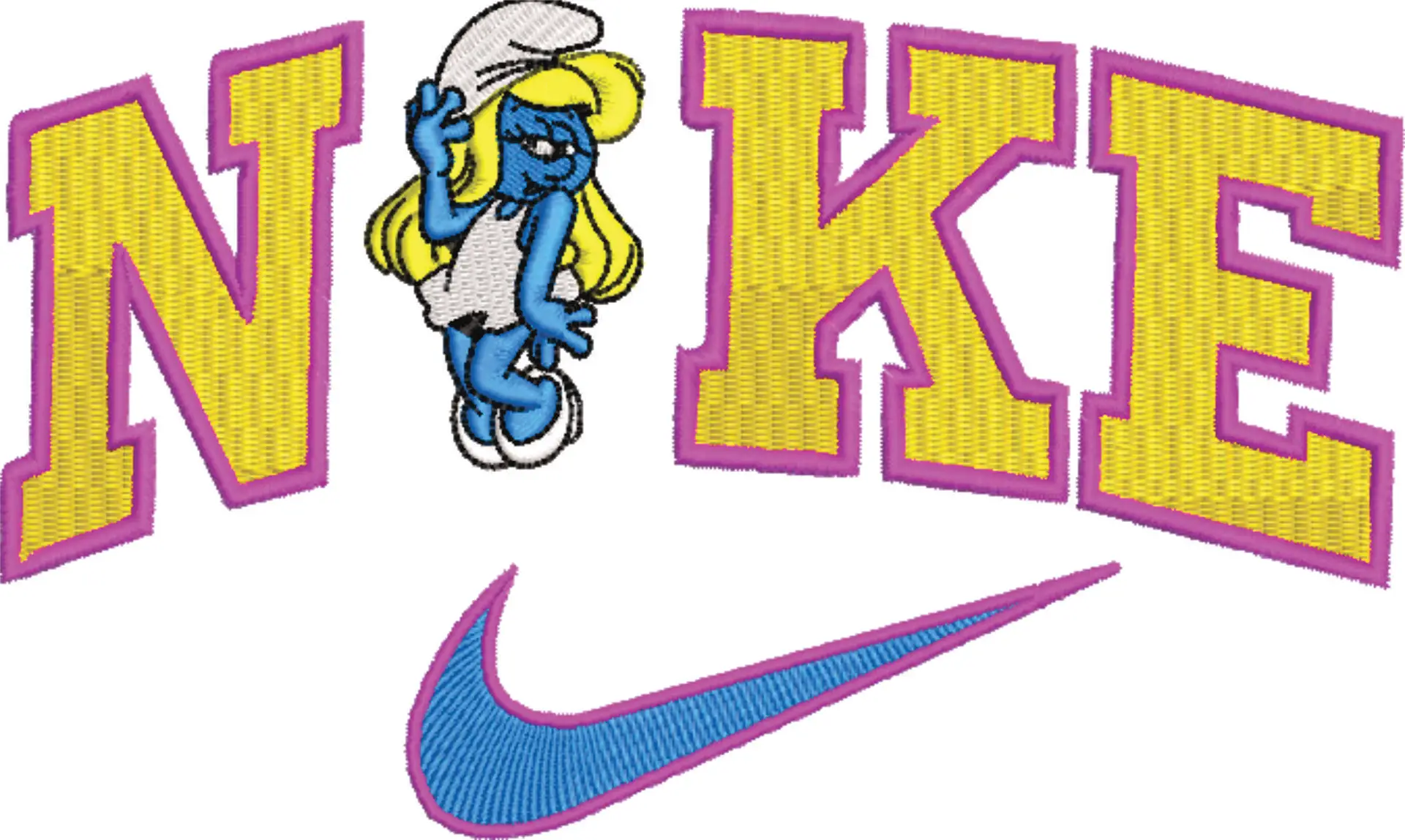 Nike Swoosh Smurfette - Cartoon embroidery design file - instant download — view 4