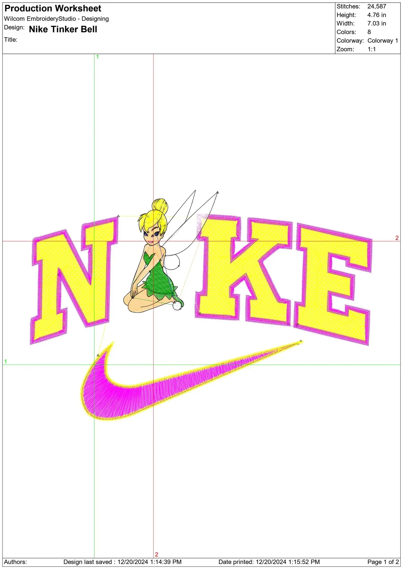 Nike Swoosh Tinkerbell - Disney - Peter Pan Cartoon embroidery design file - instant download — view 2