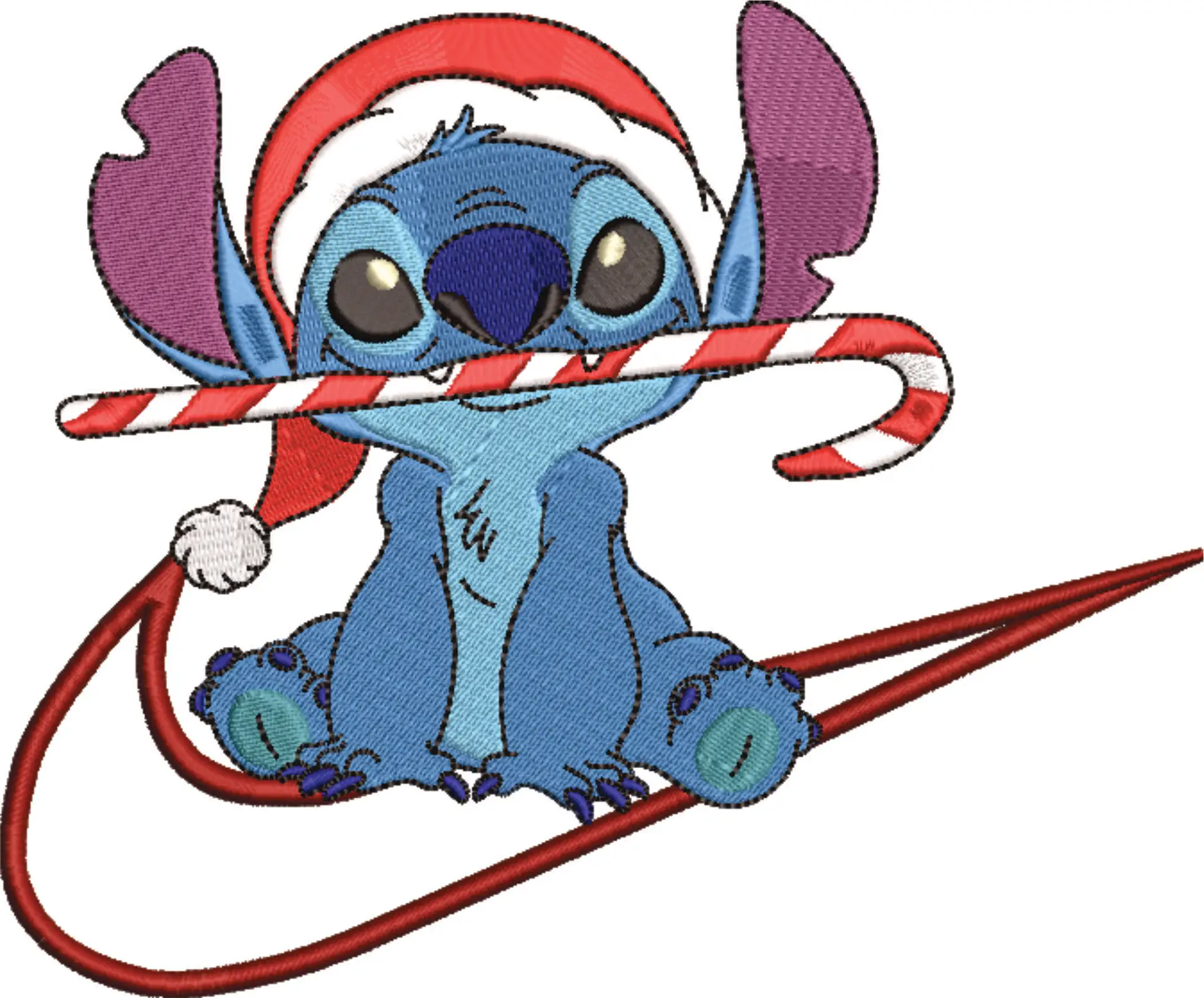 Nike Swoosh Candy Cane Christmas Stitch - Nike embroidery design file - instant download in a frame — view 4