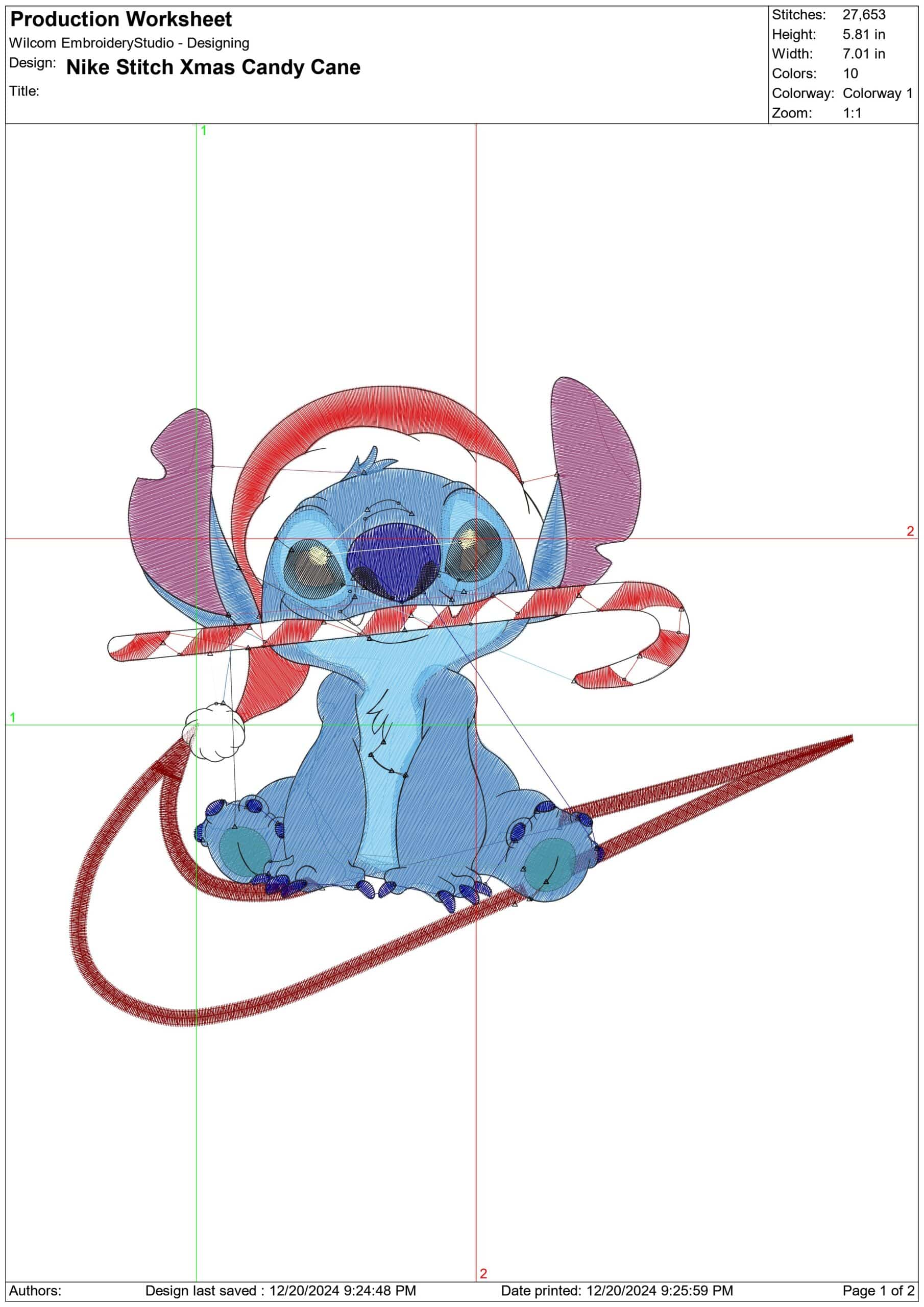 Nike Swoosh Candy Cane Christmas Stitch - Nike embroidery design file - instant download in a frame — view 2