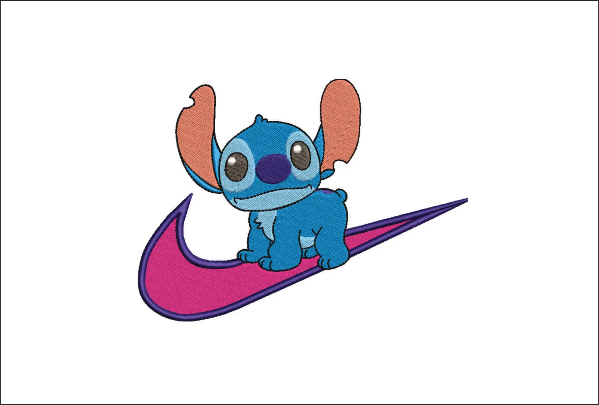Nike Swoosh Stitch on all 4 Paws- Nike embroidery design file - instant download