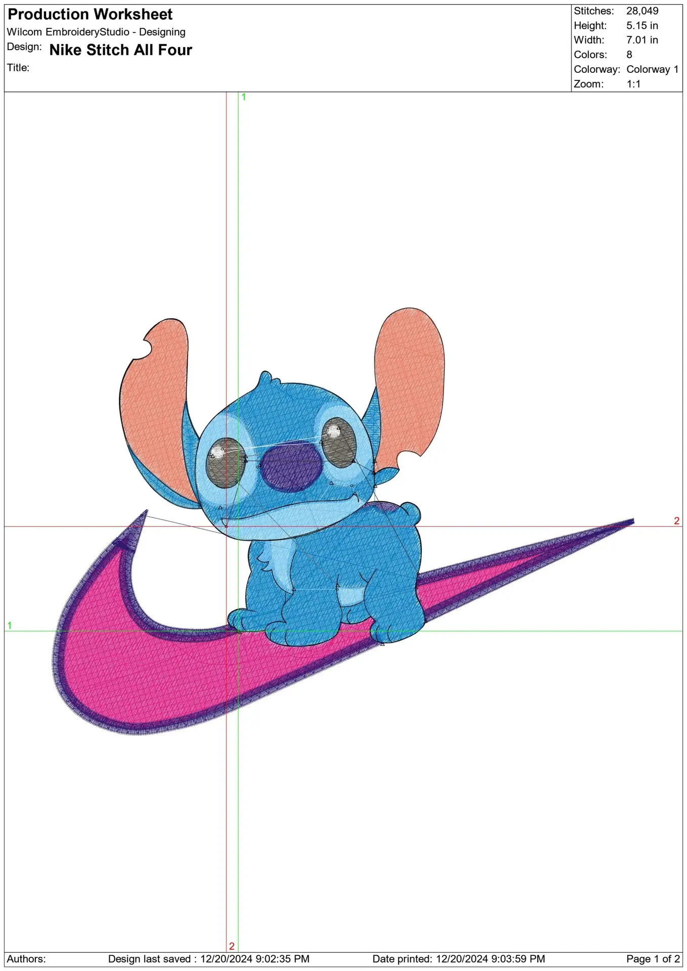 Nike Swoosh Stitch on all 4 Paws- Nike embroidery design file - instant download — view 2