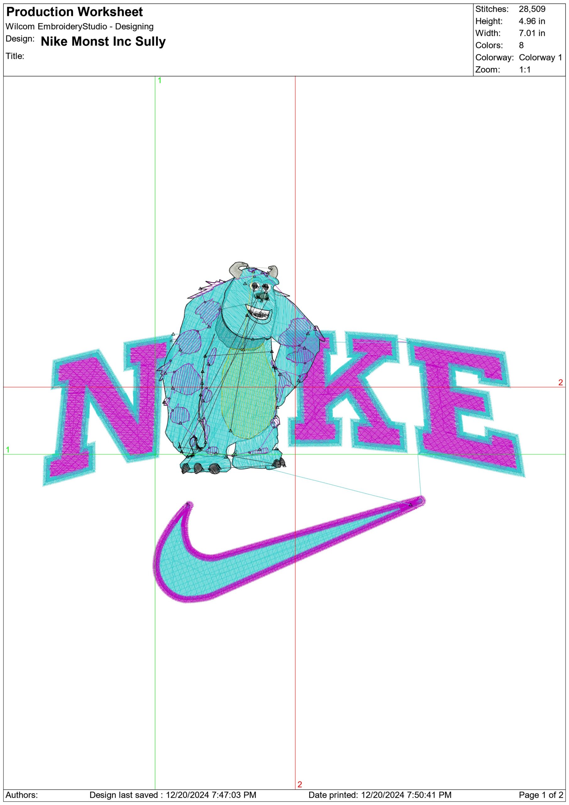 Nike Swoosh Sulley - Nike Monsters Inc design file - instant download in a frame — view 2