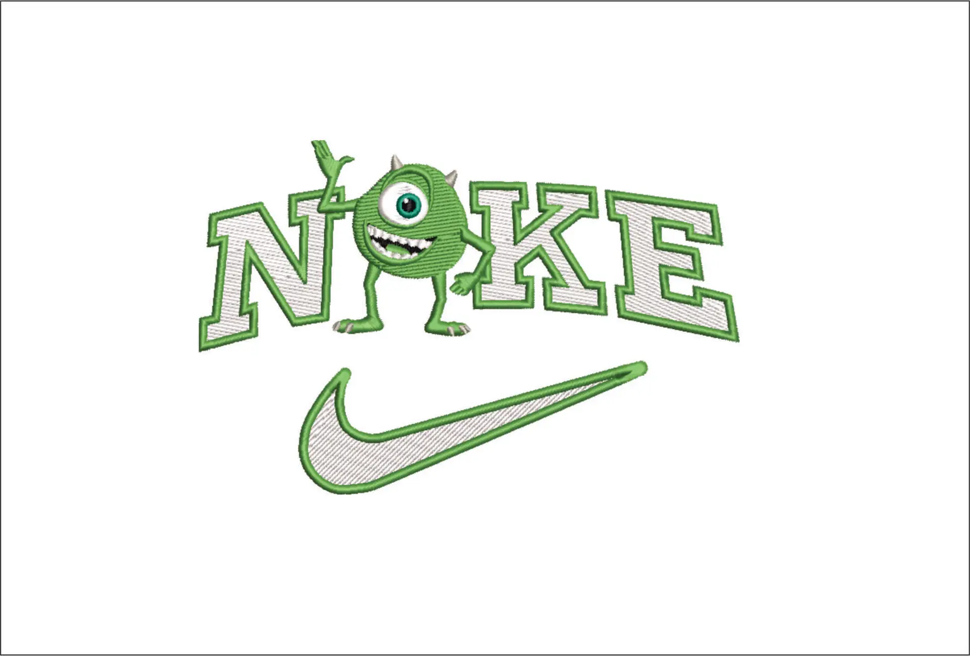 Nike Swoosh Mike Wazowski - Nike Monsters Inc design file - instant download in a frame