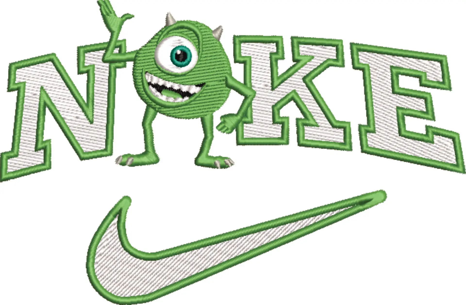 Nike Swoosh Mike Wazowski - Nike Monsters Inc design file - instant download in a frame — view 4