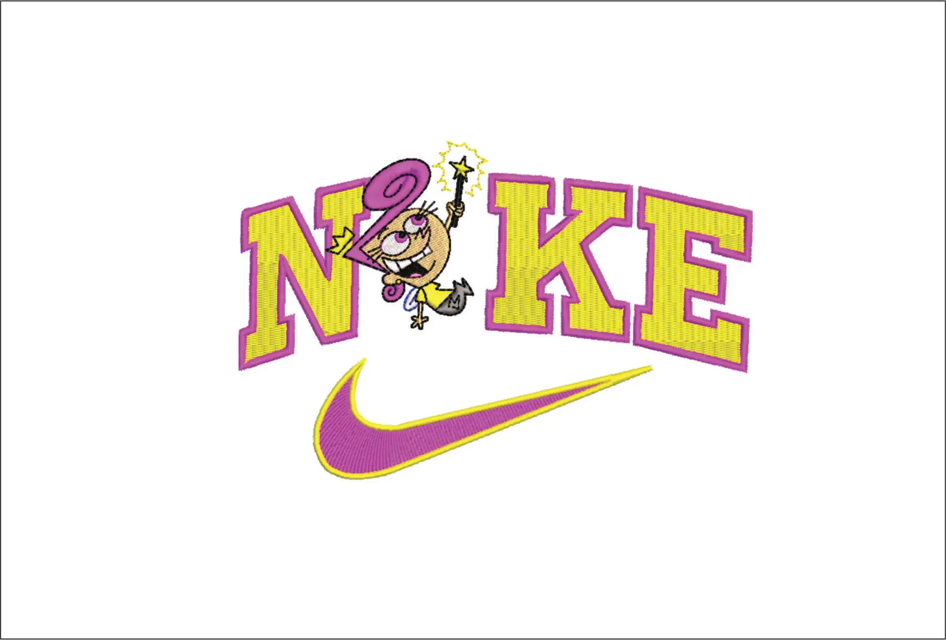 Nike Swoosh The Fairly odd Parents - Wanda Cartoon embroidery design file - instant download