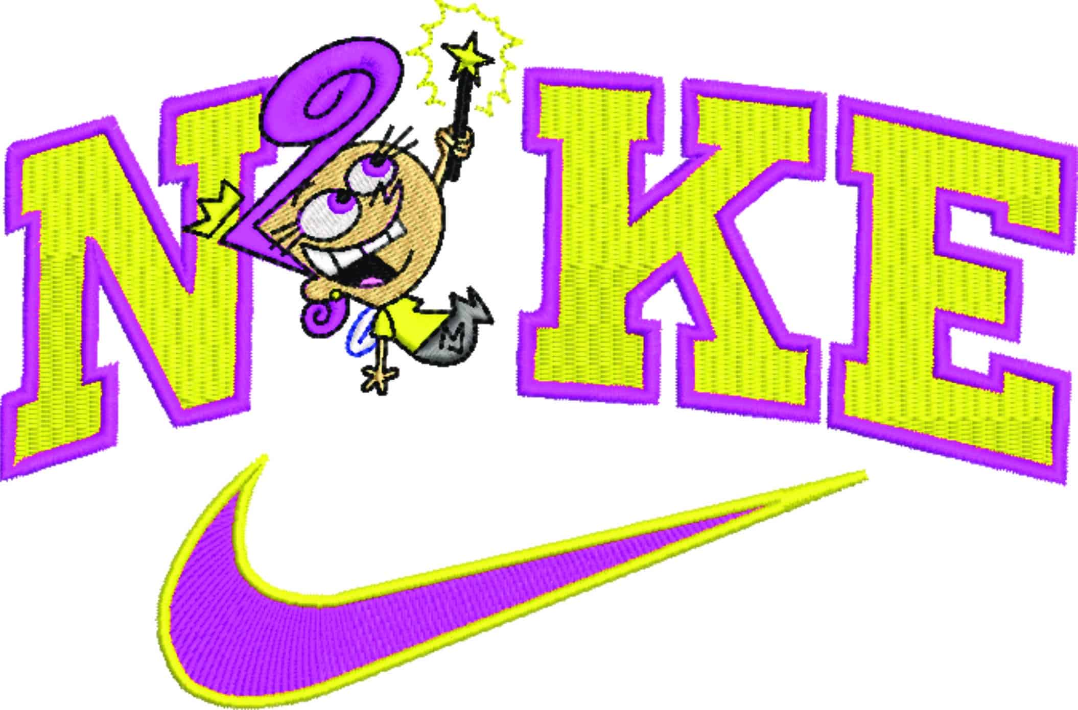 Nike Swoosh The Fairly odd Parents - Wanda Cartoon embroidery design file - instant download — view 4