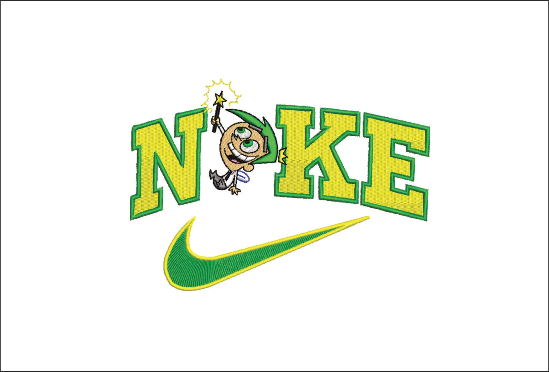 Nike Swoosh The Fairly odd Parents - Cosmo Cartoon embroidery design file - instant download
