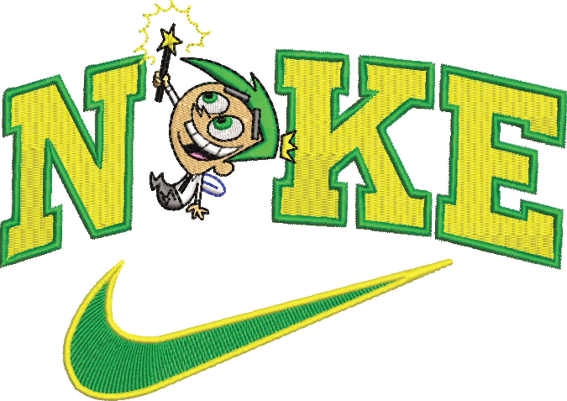 Nike Swoosh The Fairly odd Parents - Cosmo Cartoon embroidery design file - instant download — view 4