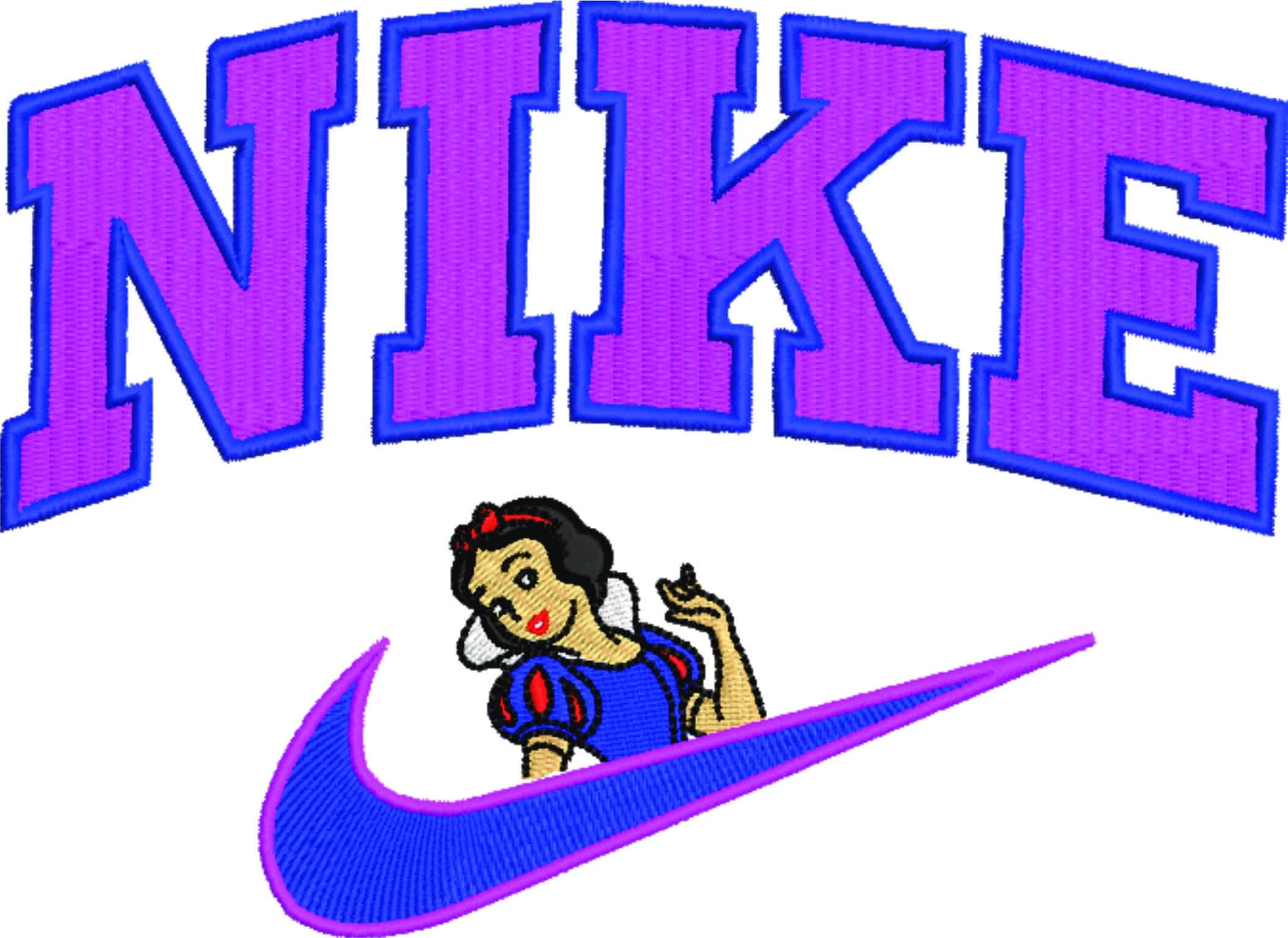 Nike Swoosh Snow White - Disney Cartoon embroidery design file - instant download — view 4