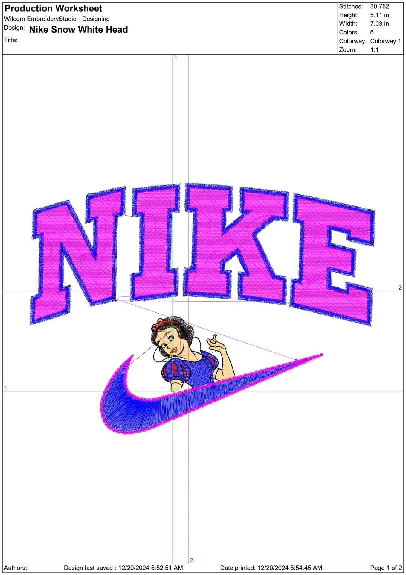 Nike Swoosh Snow White - Disney Cartoon embroidery design file - instant download — view 2