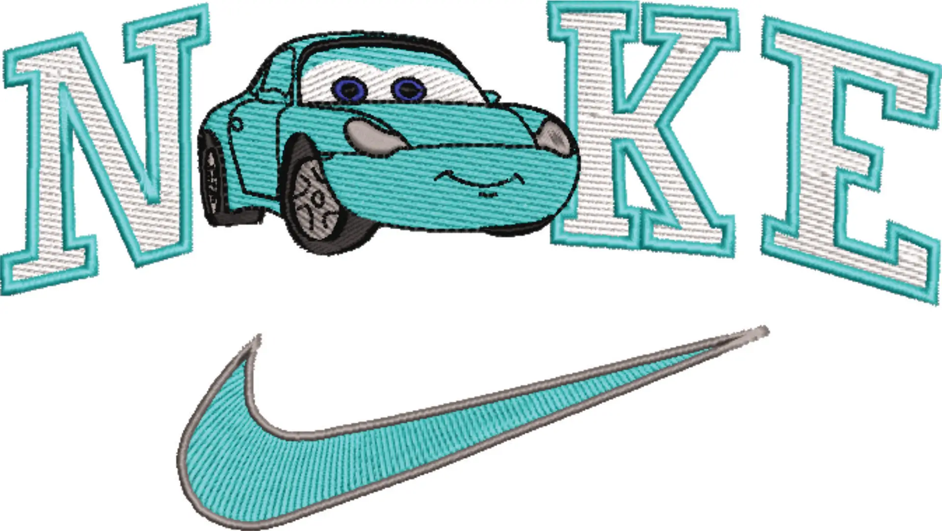 Nike Swoosh Cars - Sally Carrera - Nike embroidery design file - instant download — view 4