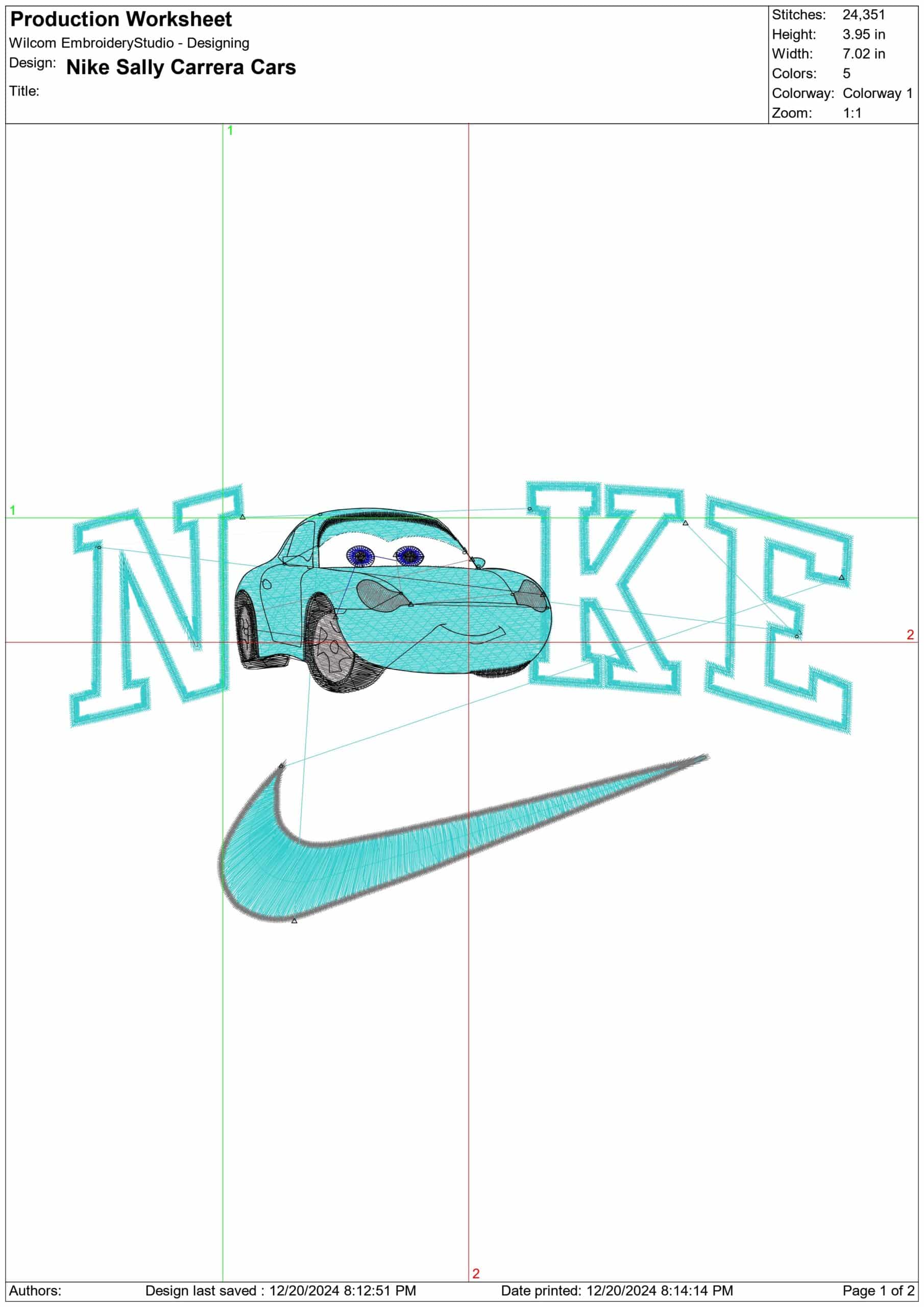 Nike Swoosh Cars - Sally Carrera - Nike embroidery design file - instant download — view 2