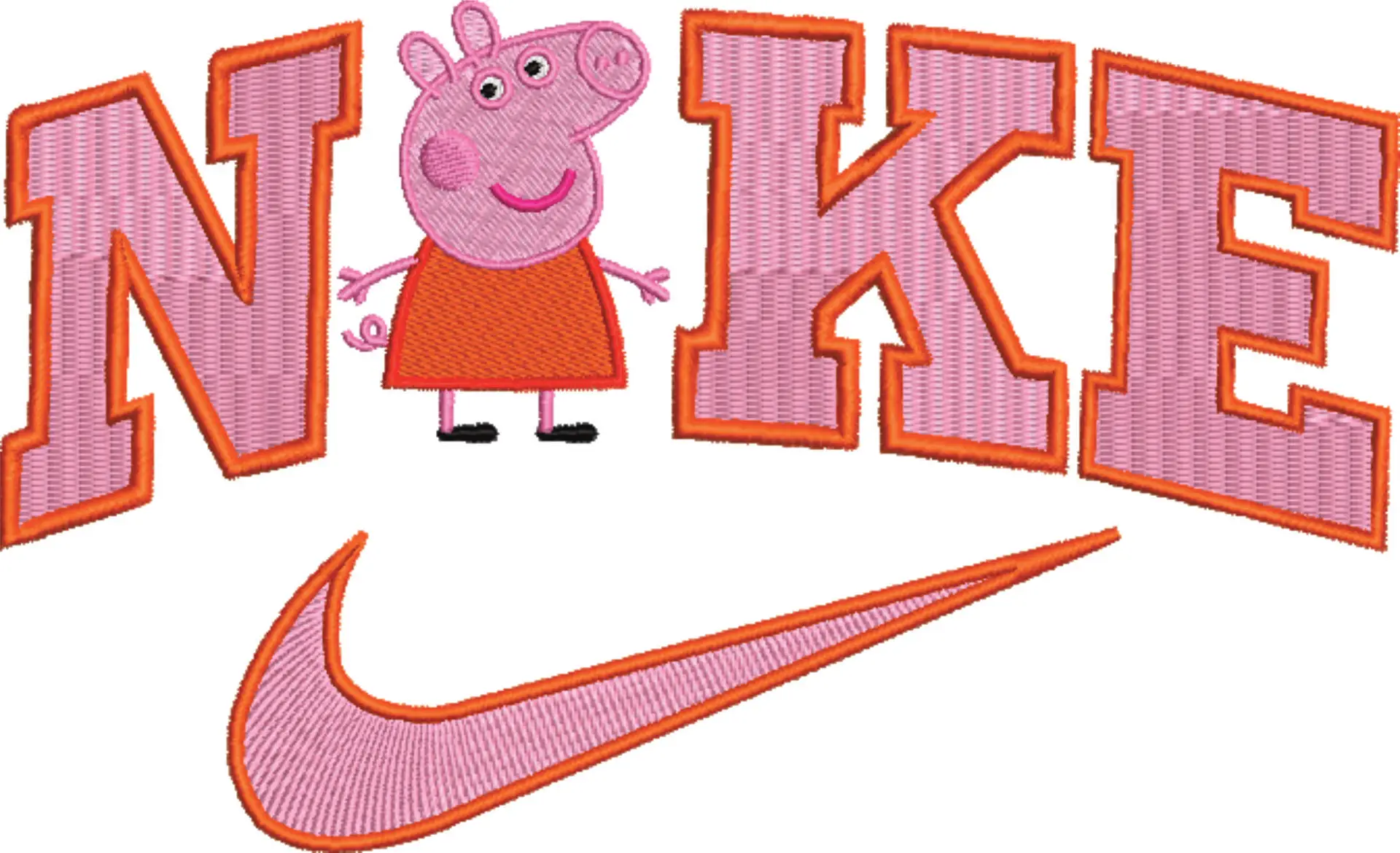 Nike Swoosh Peppa Pig - Cartoon embroidery design file - instant download — view 4