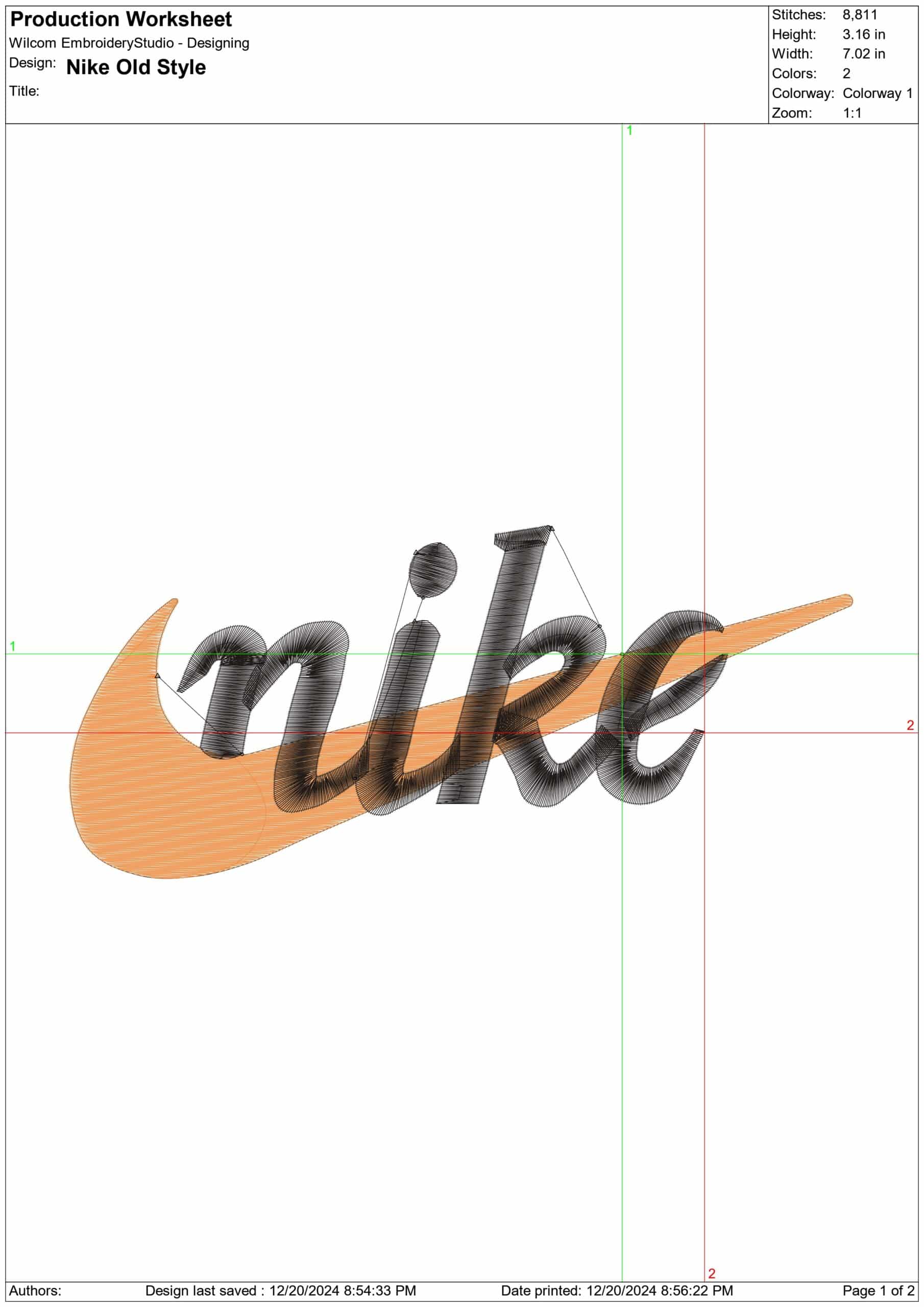 Nike Swoosh Old Style - Cartoon embroidery design file - instant download — view 2