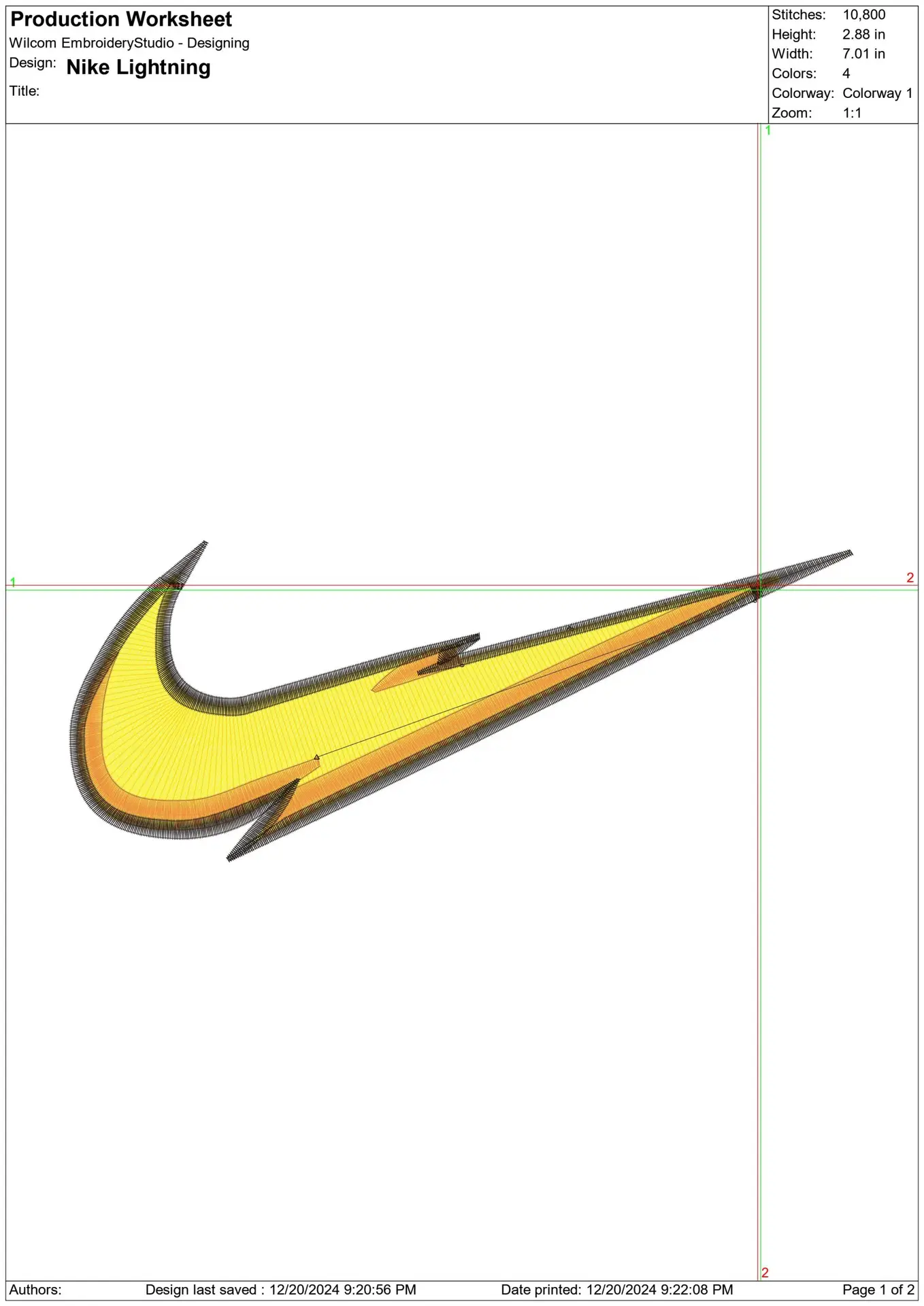 Nike Swoosh Lightning - Cartoon embroidery design file - instant download — view 2