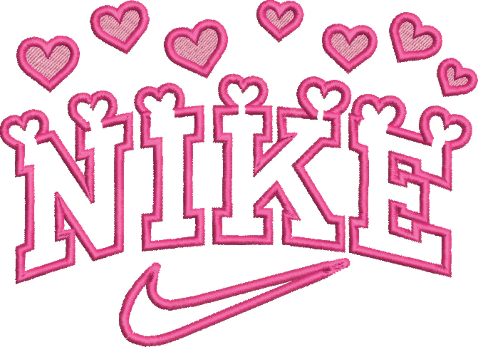 Nike Swoosh Hearts - Cartoon embroidery design file - instant download — view 4