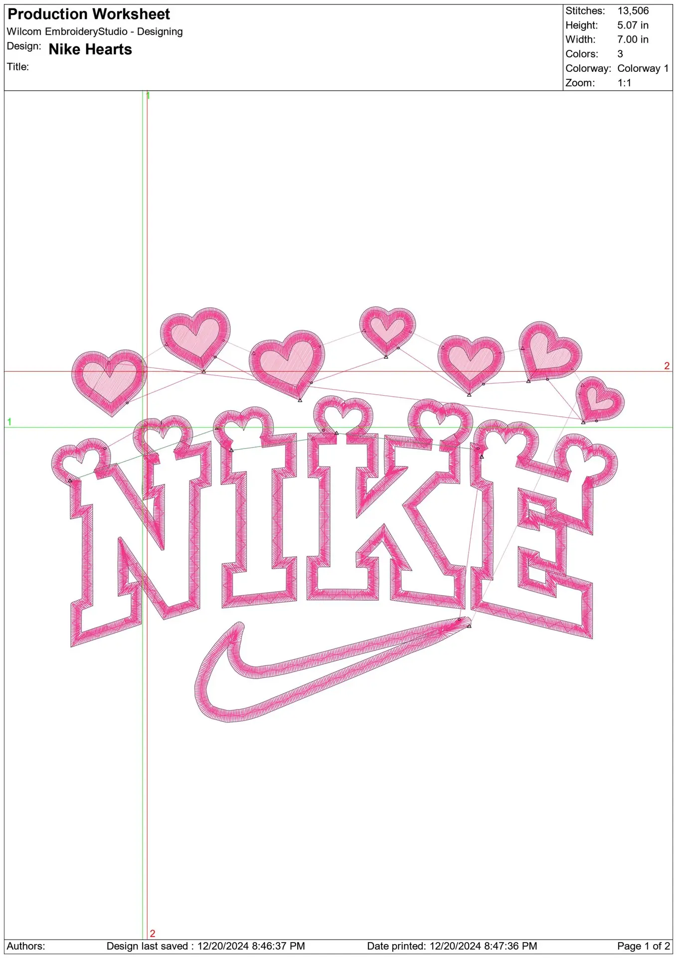 Nike Swoosh Hearts - Cartoon embroidery design file - instant download — view 2