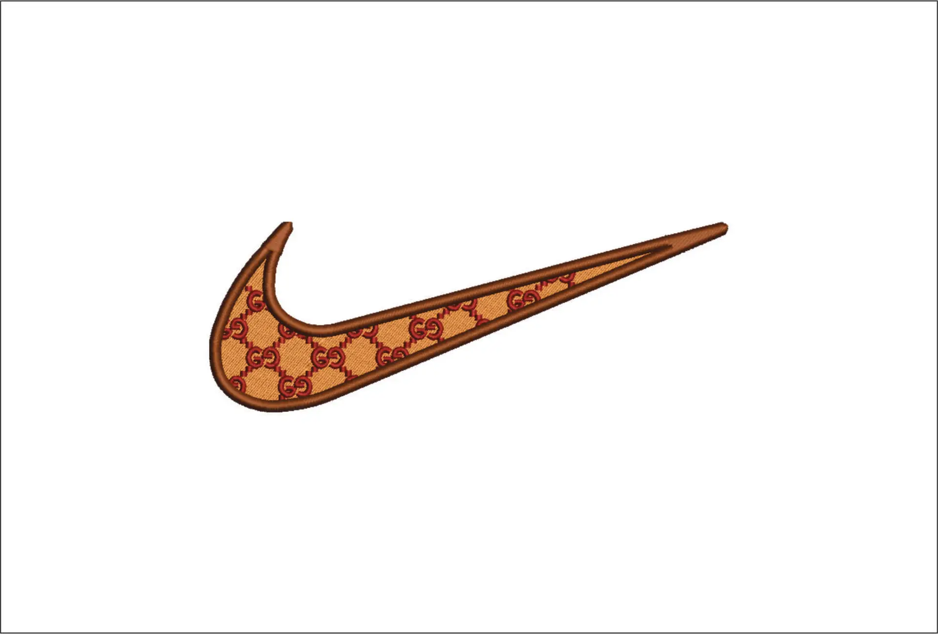 Nike Swoosh Gucci - Cartoon embroidery design file - instant download