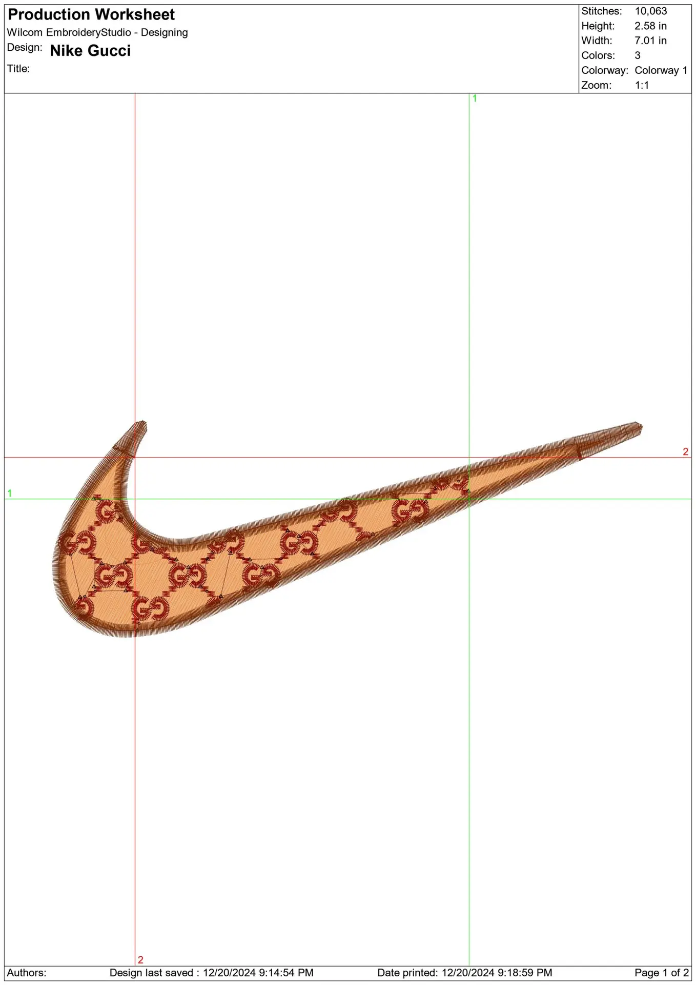 Nike Swoosh Gucci - Cartoon embroidery design file - instant download — view 2