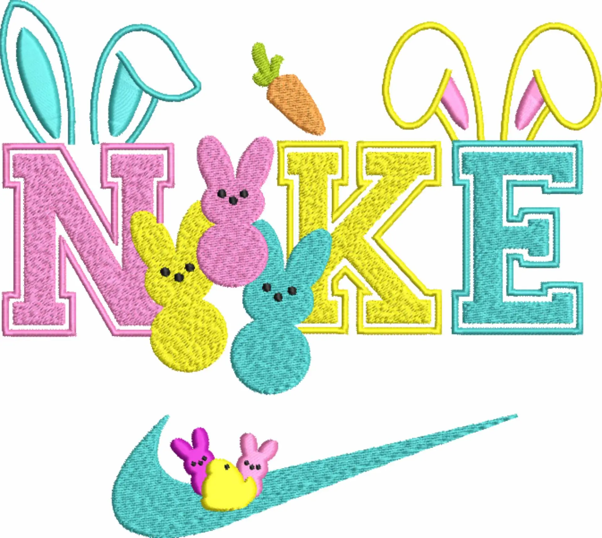 Nike Swoosh Easter Bunny - Cartoon embroidery design file - instant download — view 4