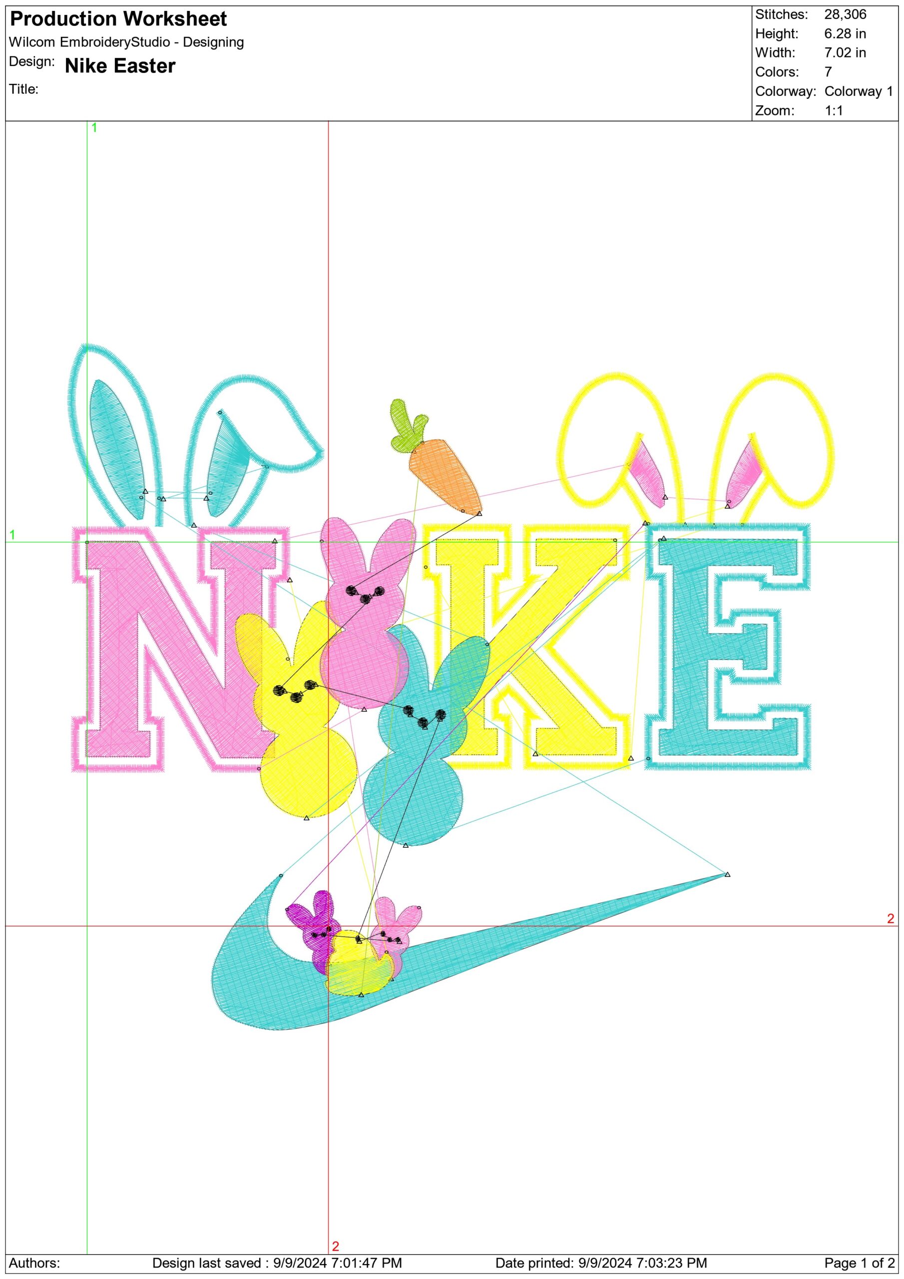 Nike Swoosh Easter Bunny - Cartoon embroidery design file - instant download — view 2