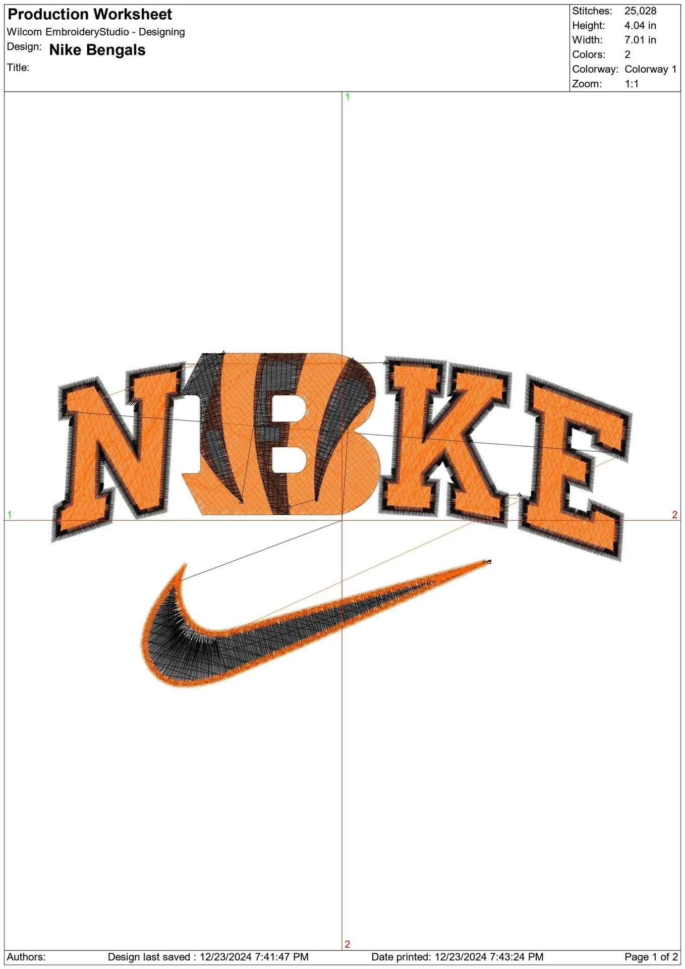 Nike Swoosh Cincinnati Bengals - NFL embroidery design file - instant download — view 2