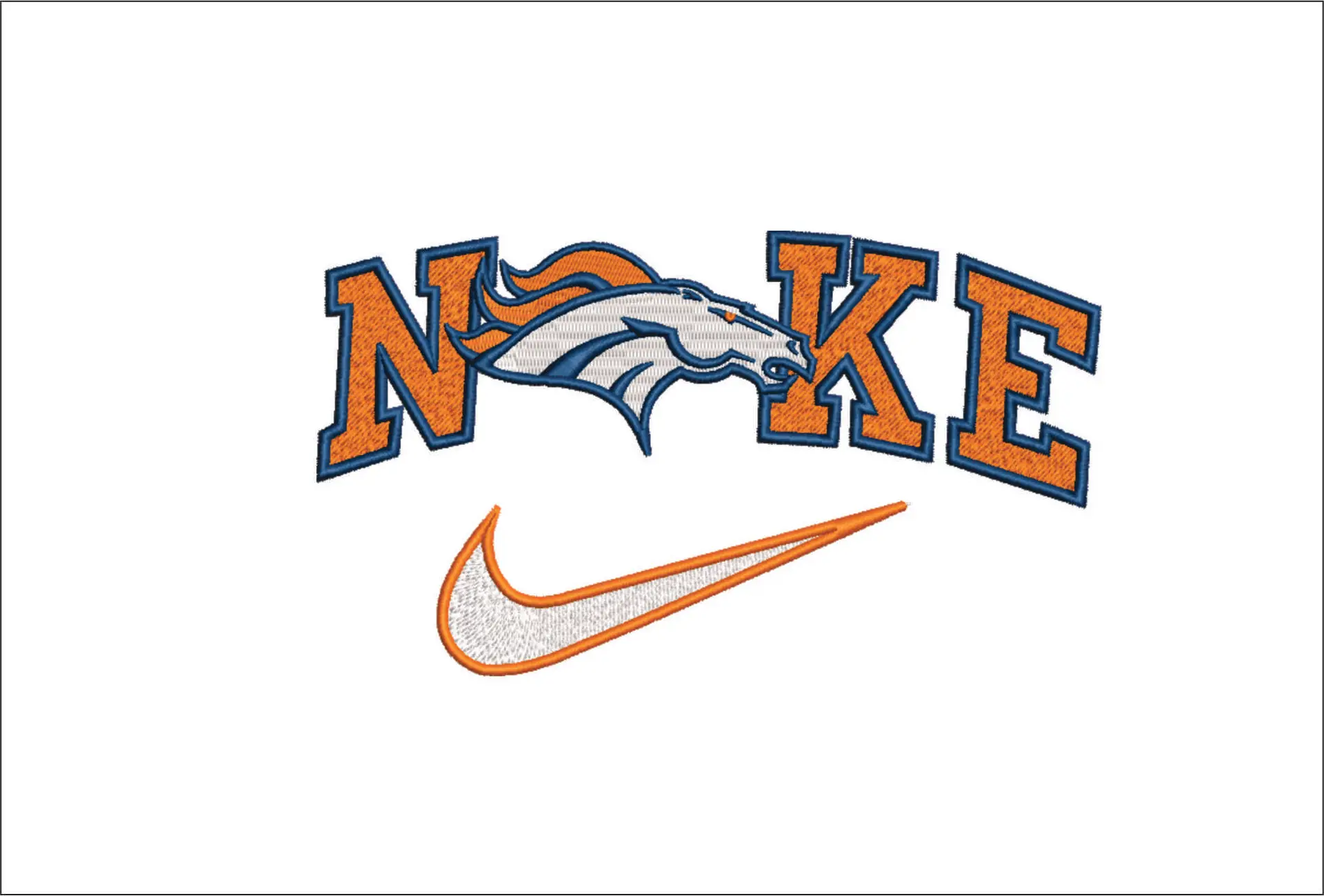 Nike Swoosh Denver Broncos - NFL embroidery design file - instant download