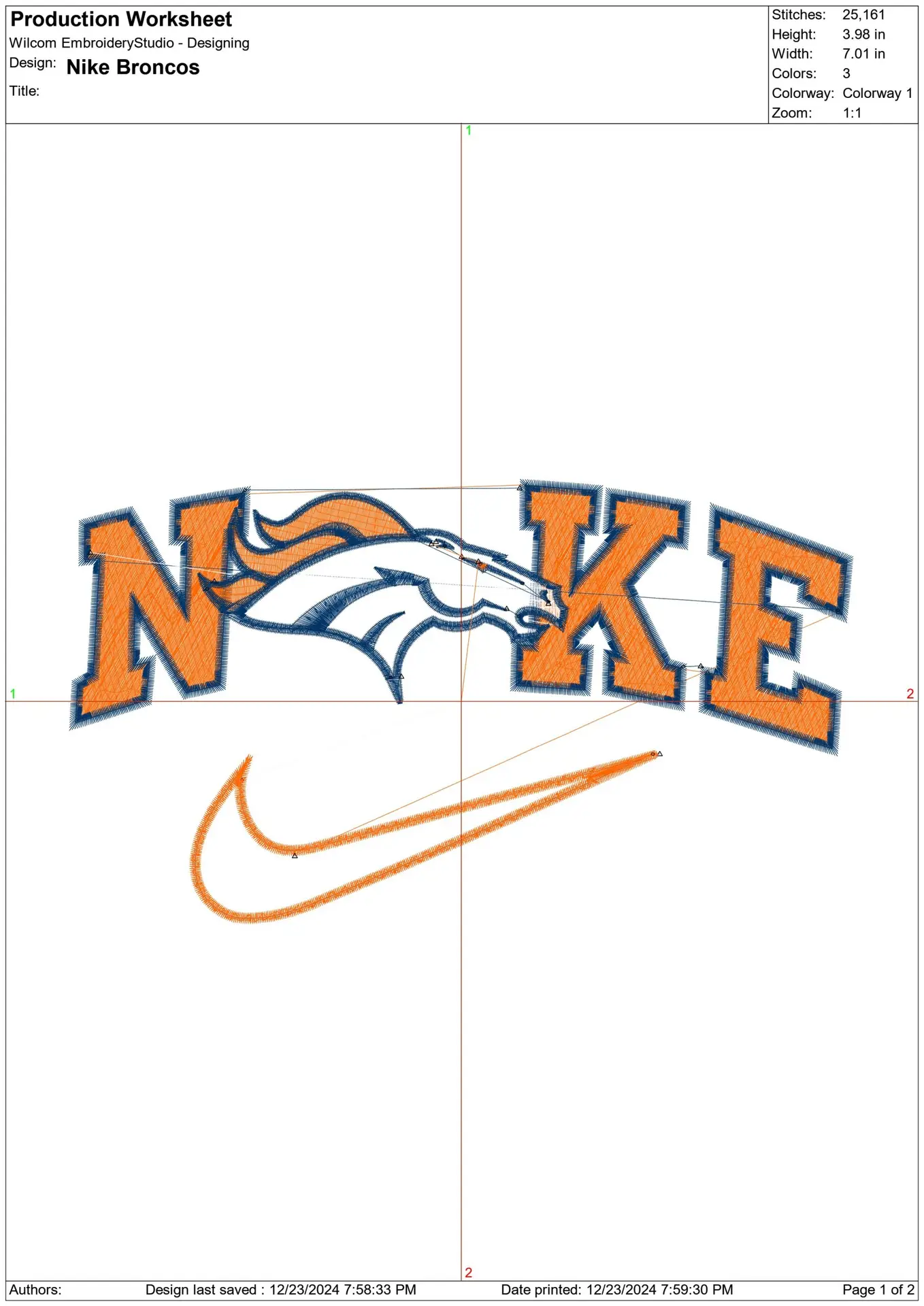 Nike Swoosh Denver Broncos - NFL embroidery design file - instant download — view 2
