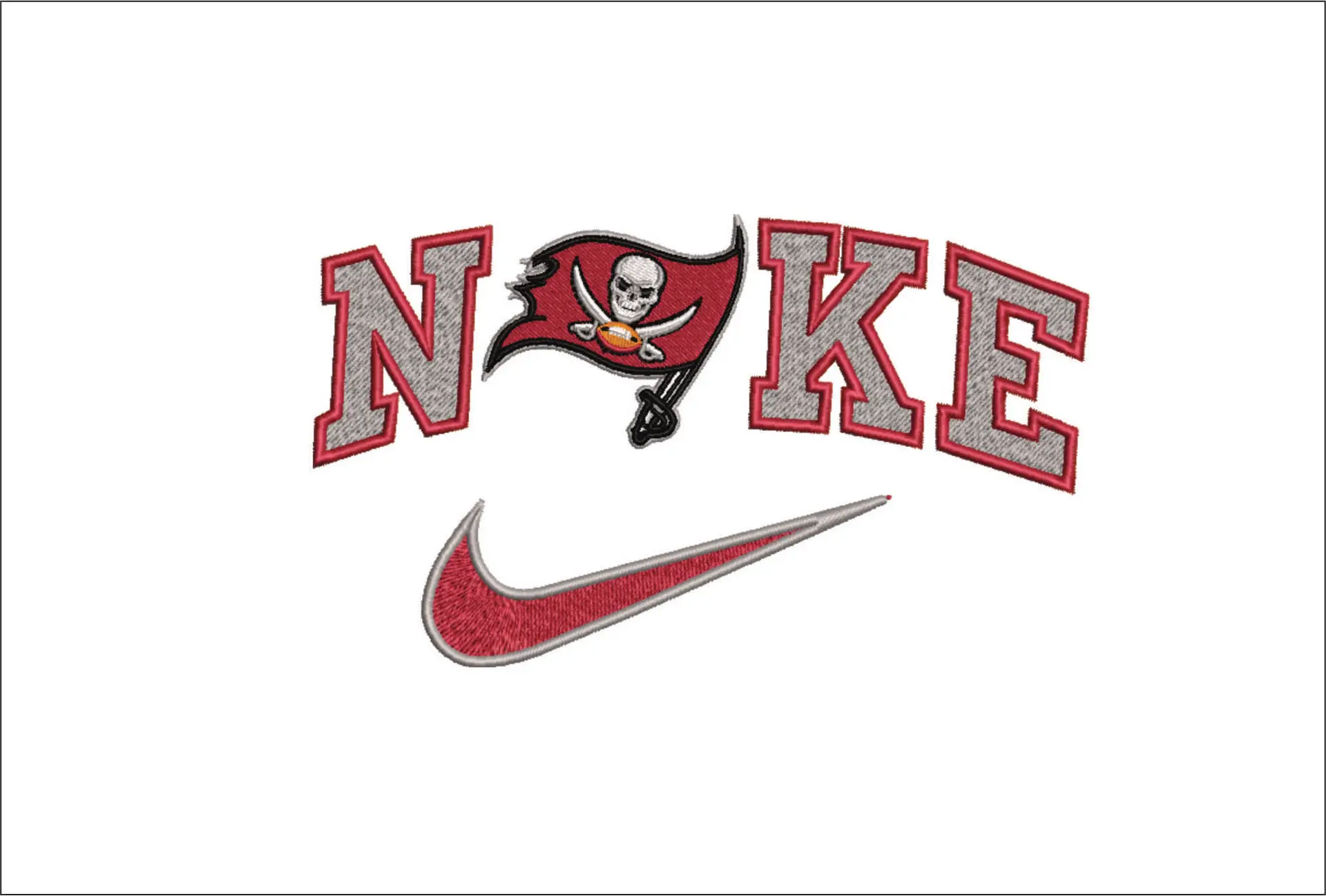 Nike Swoosh Tampa Bay Buccaneers - NFL embroidery design file - instant download