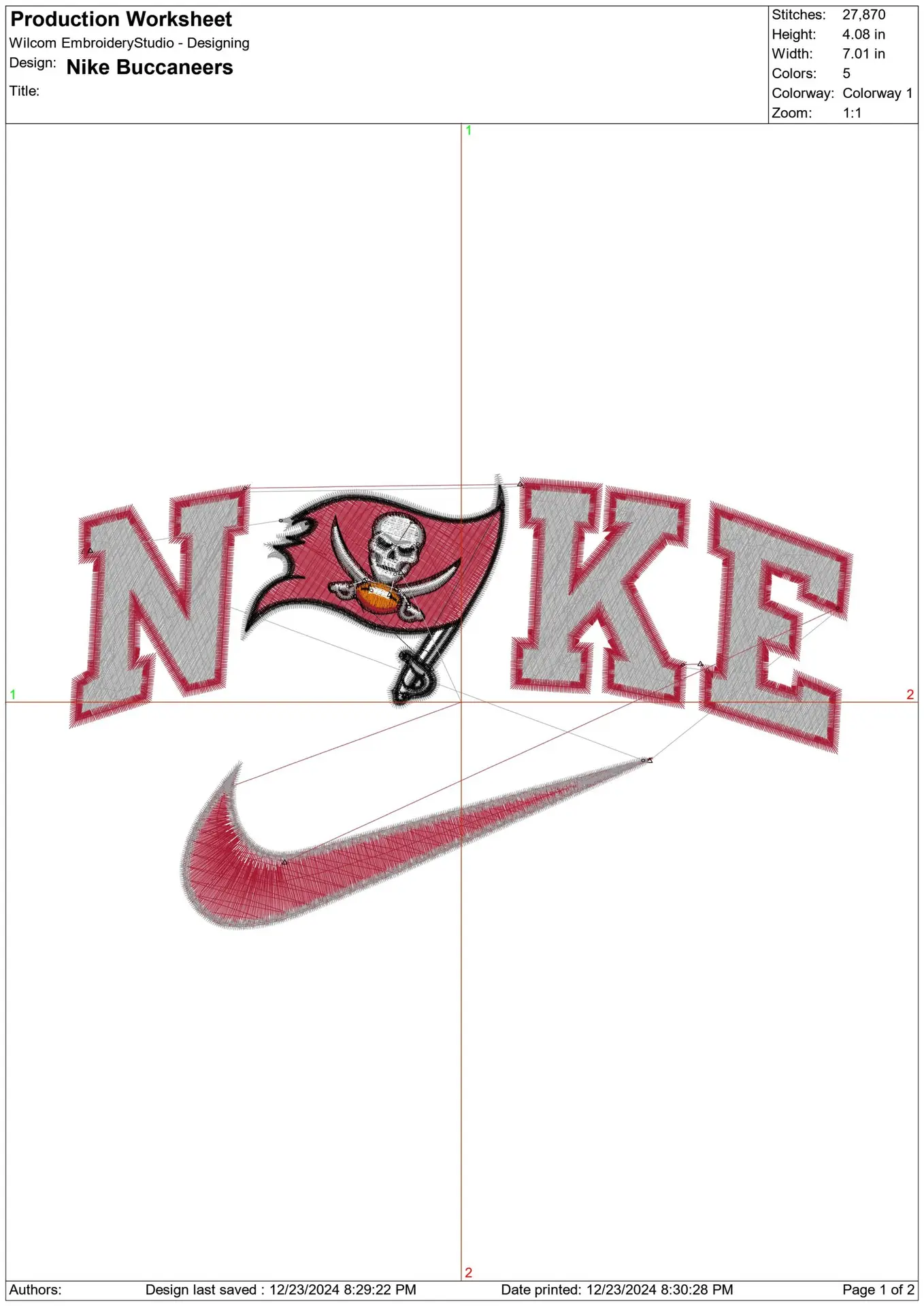 Nike Swoosh Tampa Bay Buccaneers - NFL embroidery design file - instant download — view 2