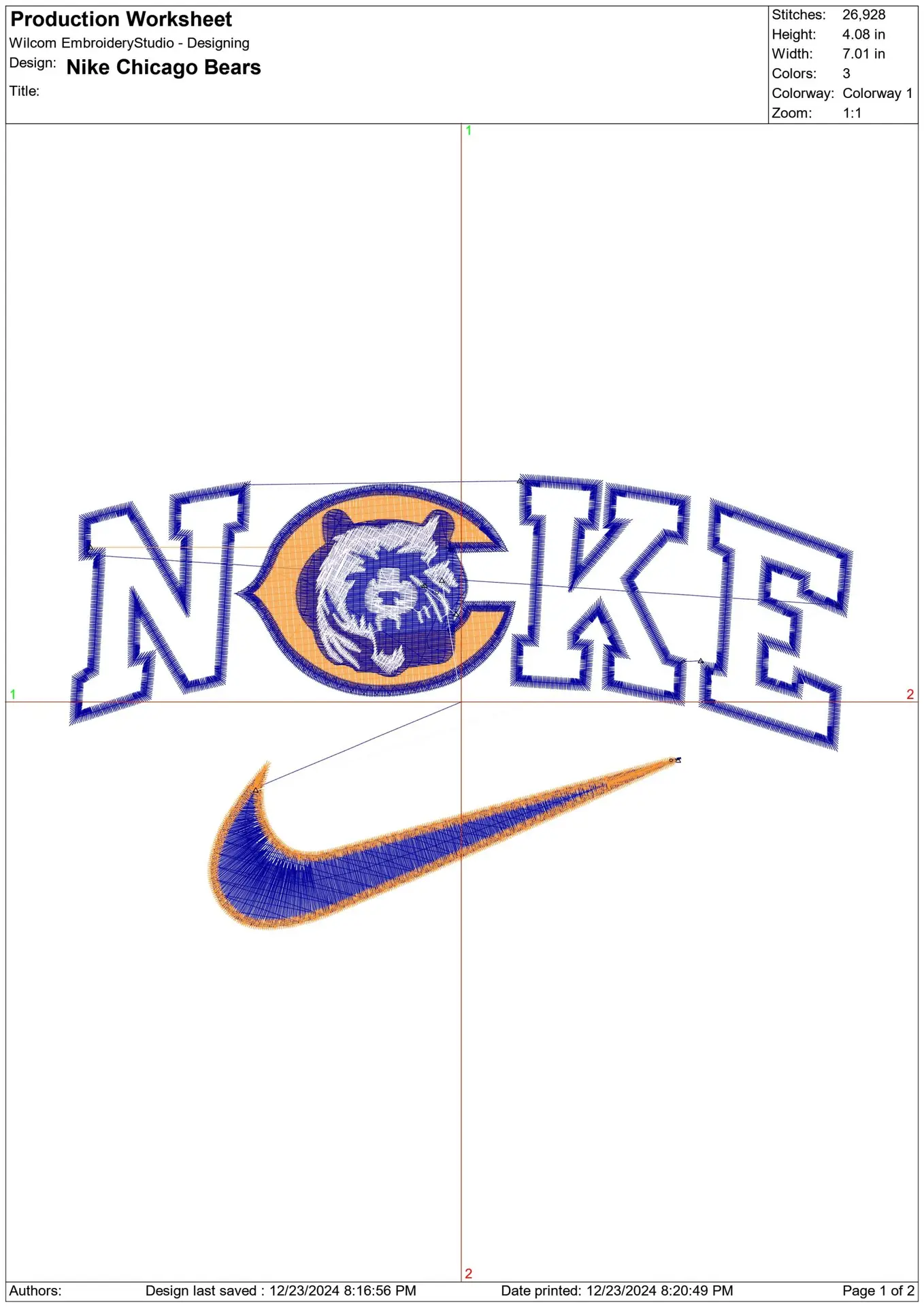 Nike Swoosh Chicago Bears - NFL embroidery design file - instant download — view 2